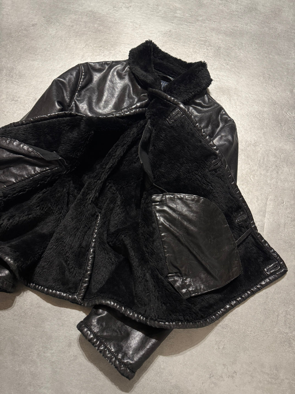 2000s Armani Faux Shearling Black Jacket