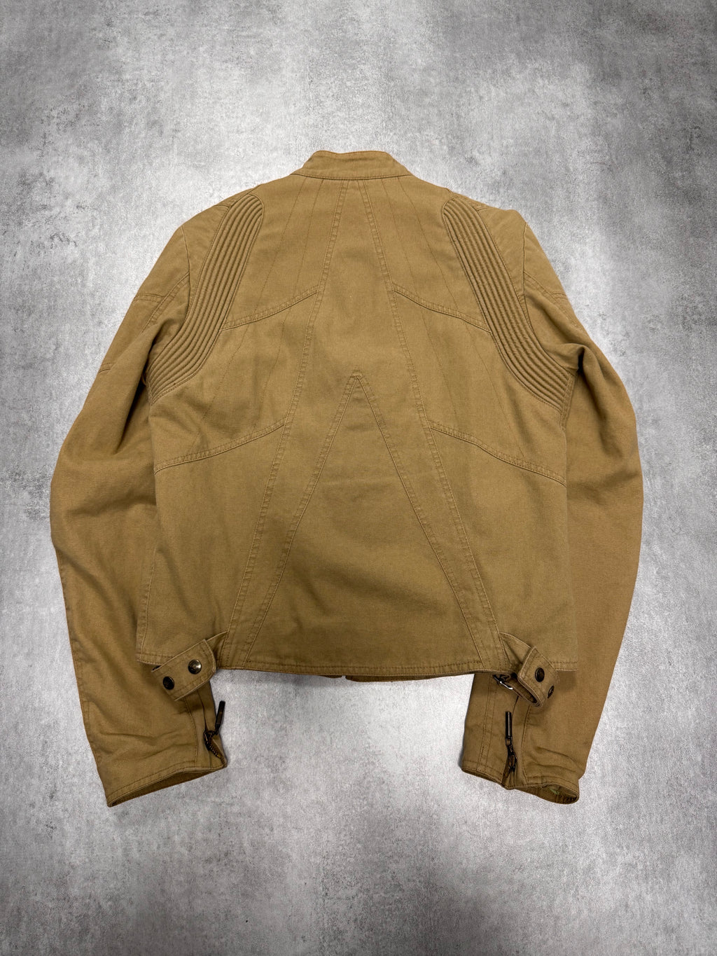 SS2004 Cavalli Biker Structured Beige Denim Jacket