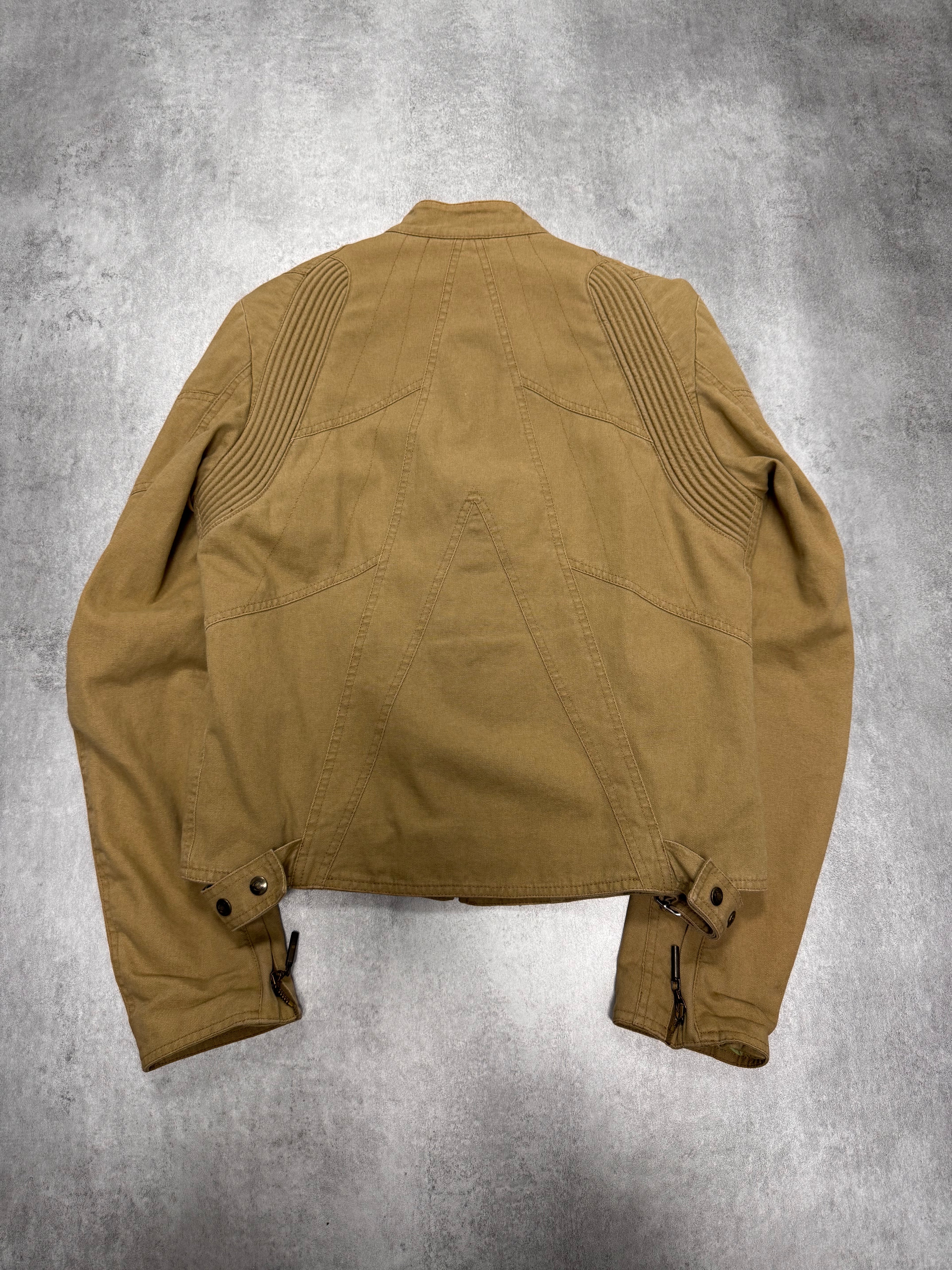 SS2004 Cavalli Biker Structured Beige Denim Jacket