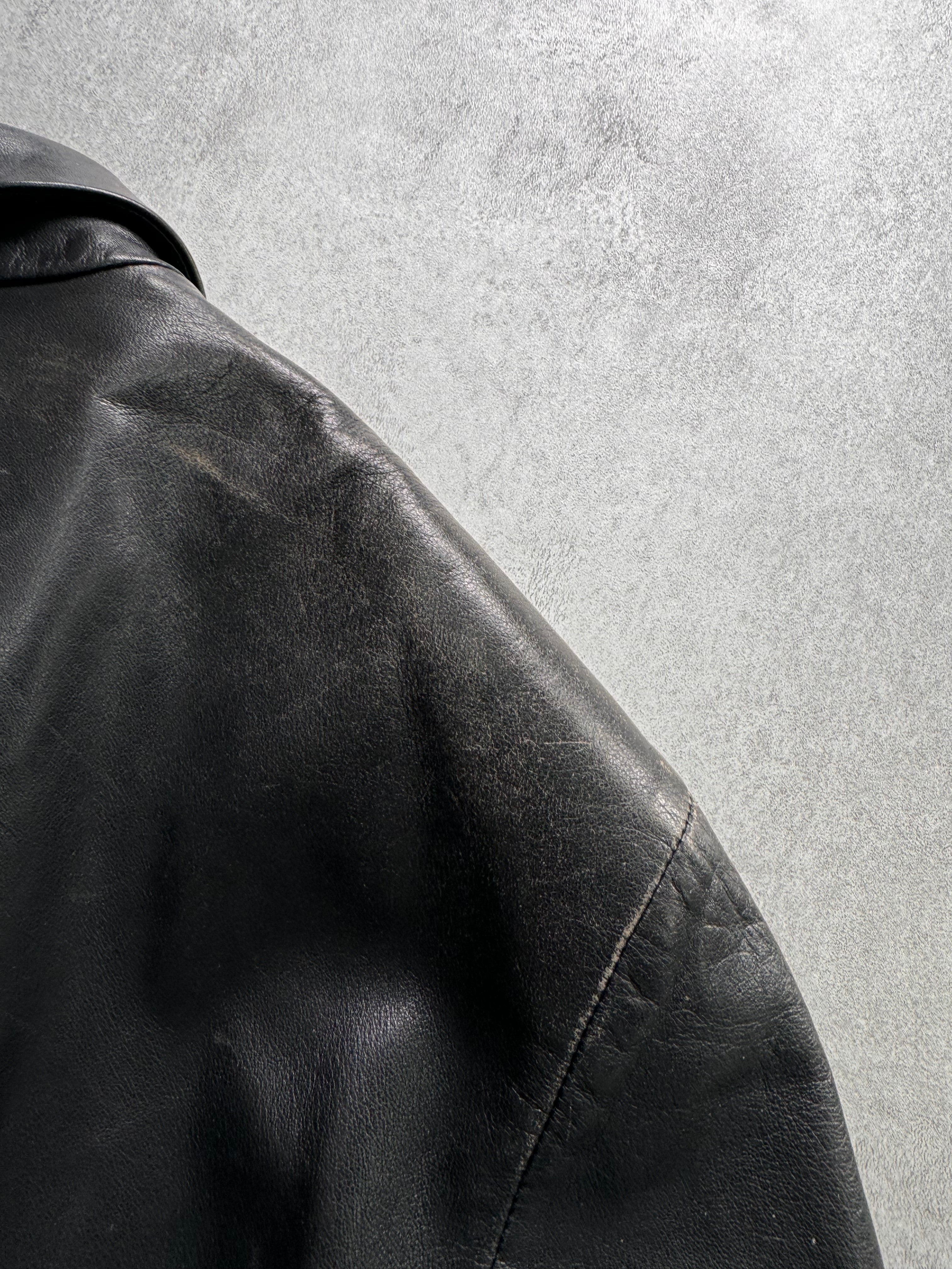 1990s Emporio Armani Leather Suit Jacket (M)