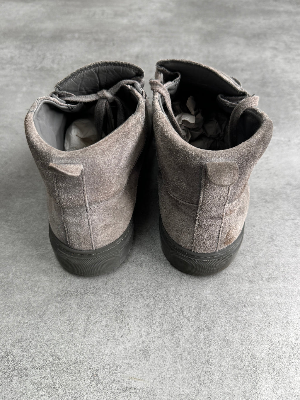 Balenciaga Arena High Grey Suede Leather Sneakers