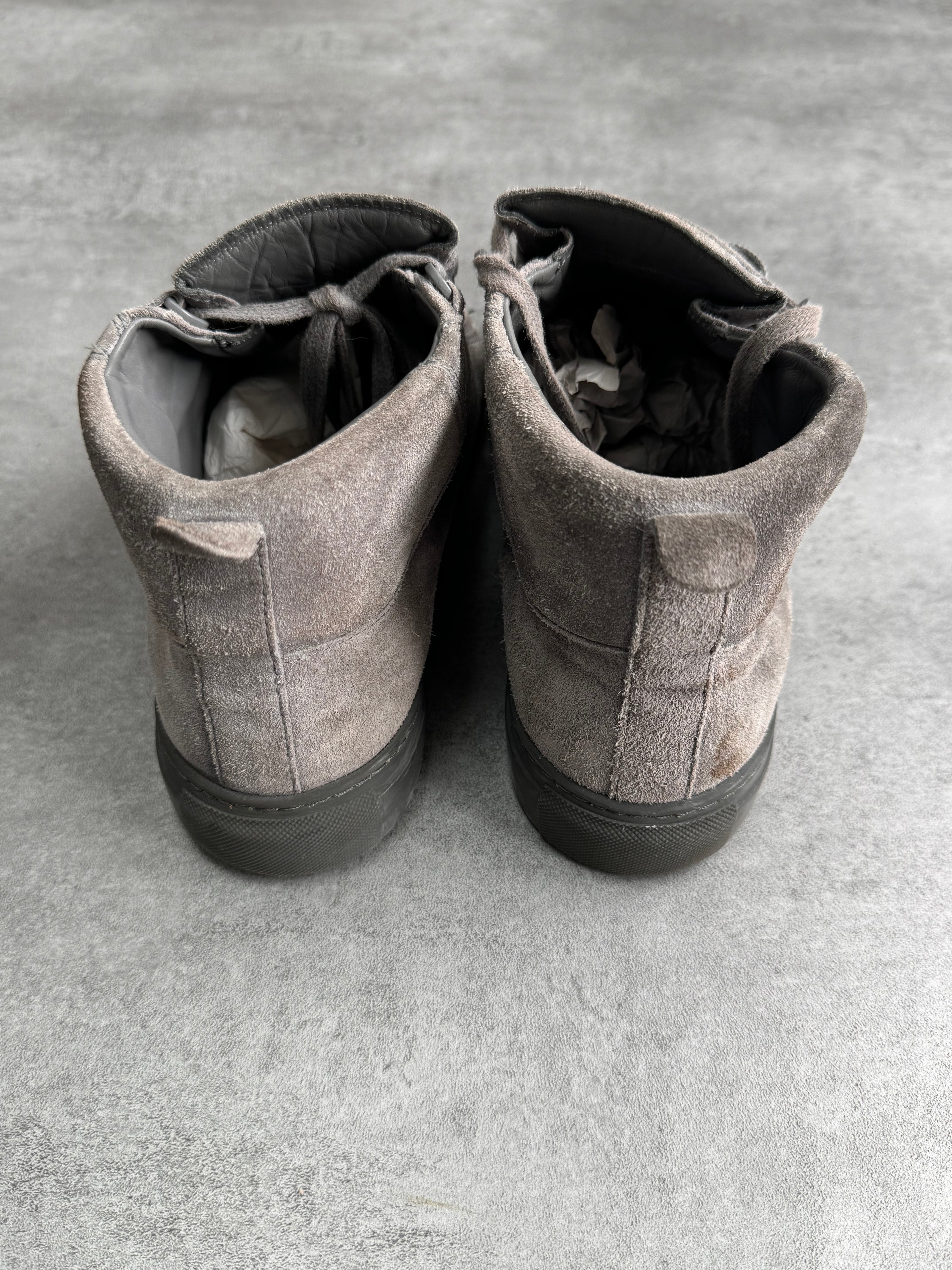 Balenciaga Arena High Grey Suede Leather Sneakers