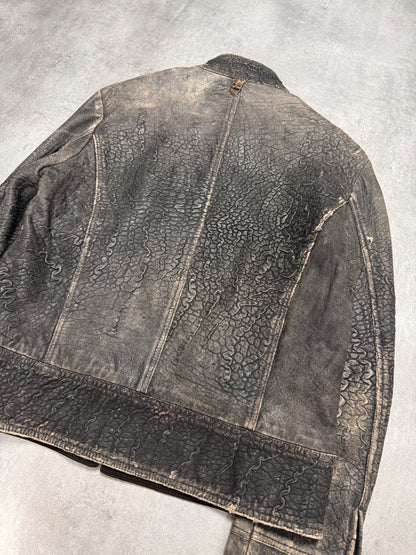 2000s Cavalli Scarred Raw Leather Jacket (M/L)