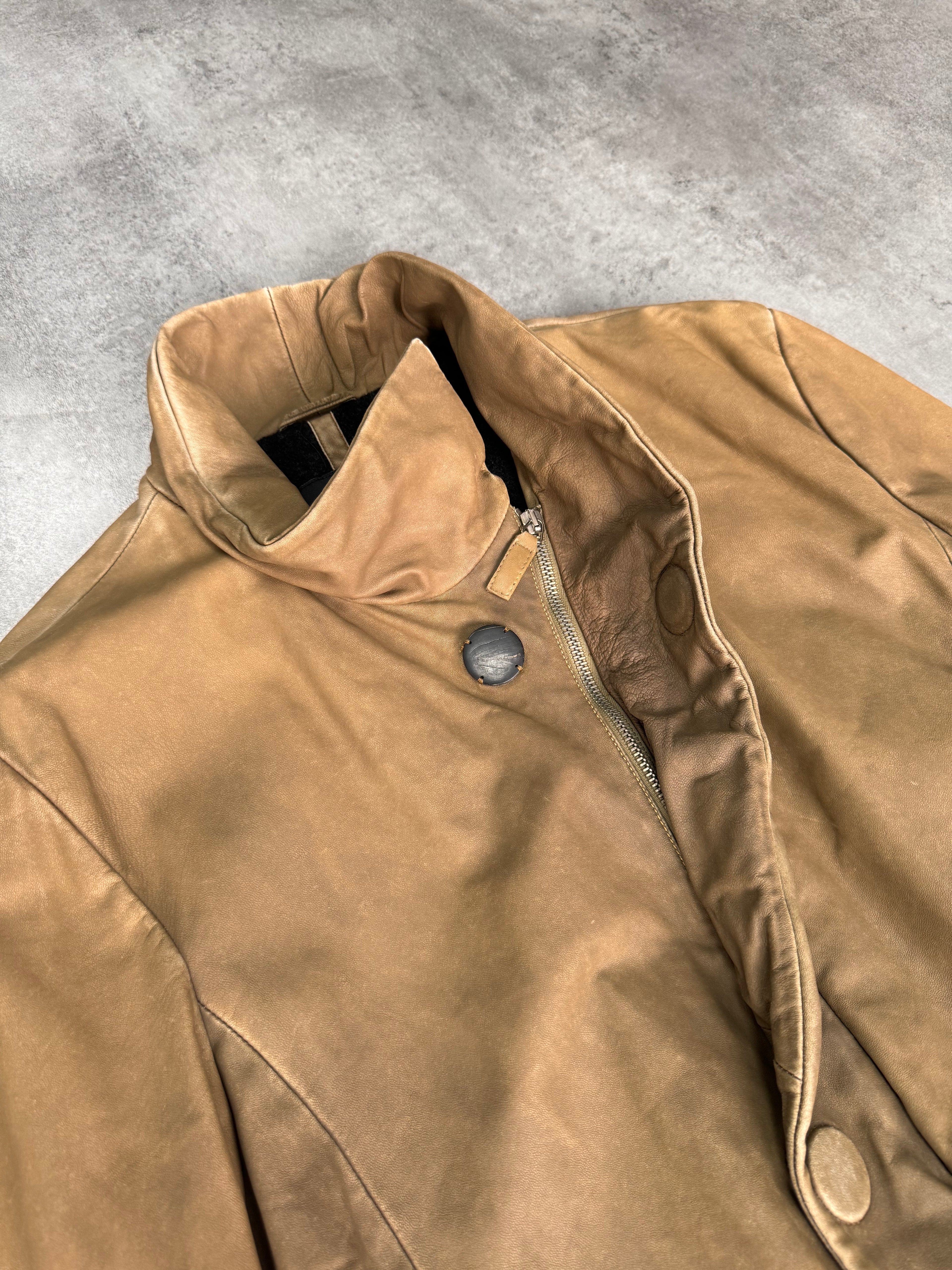 SS2011 Emporio Armani Asymmetrical Collar Leather Jacket