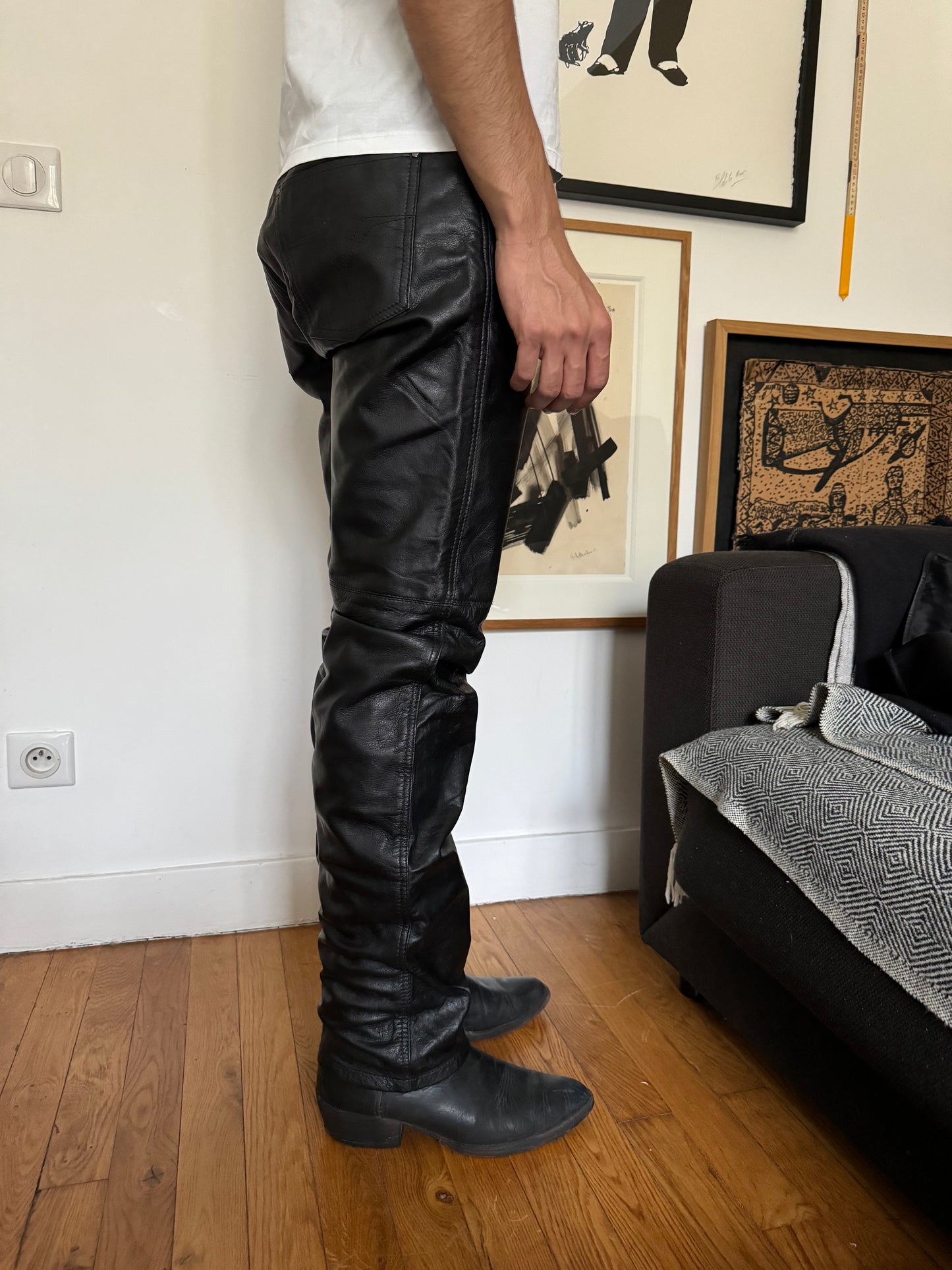 2000s Versace Black Leather Pants (S)