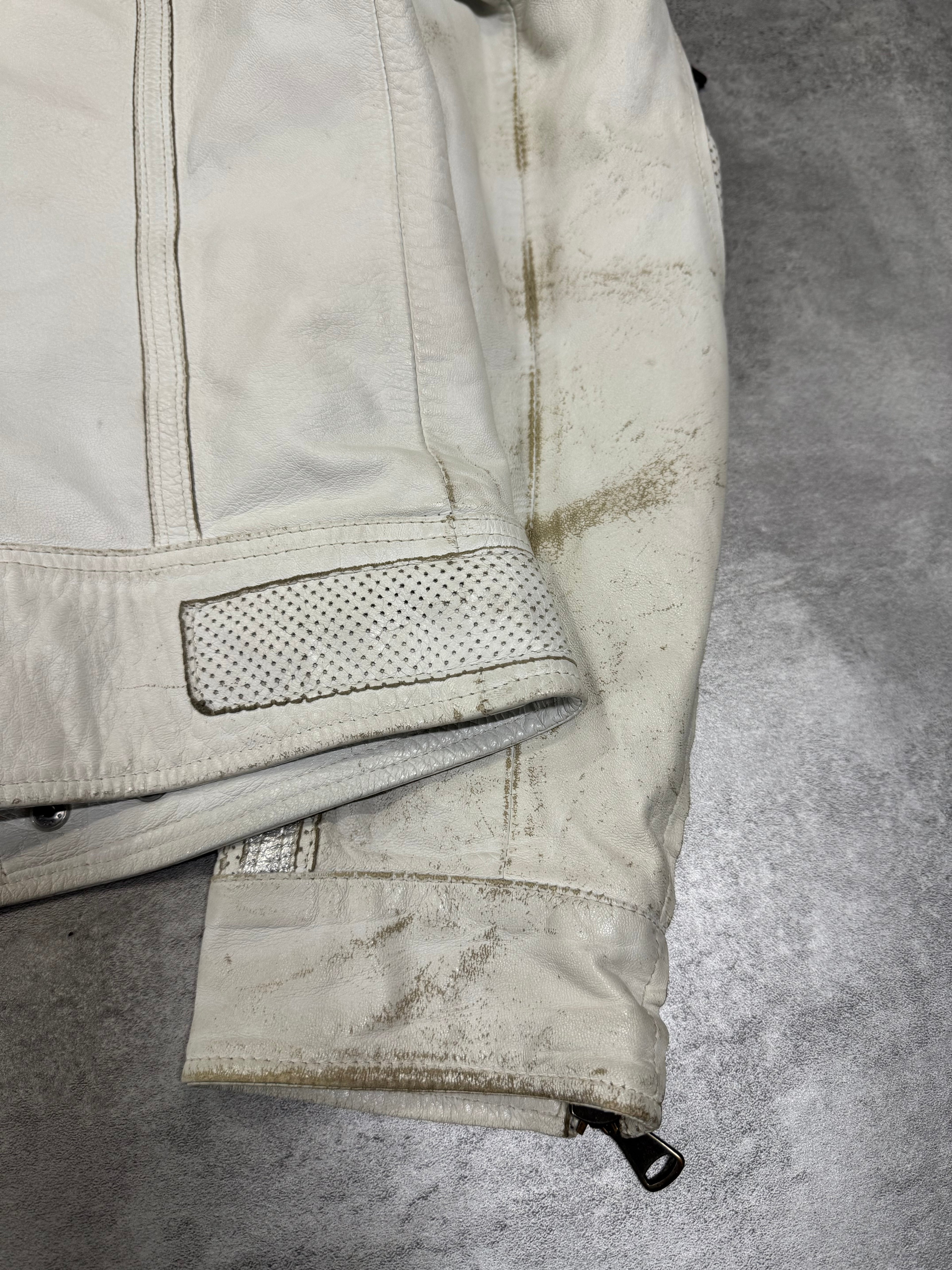 SS2005 Dolce & Gabbana Apocalyptic Biker White Leather Jacket (M)