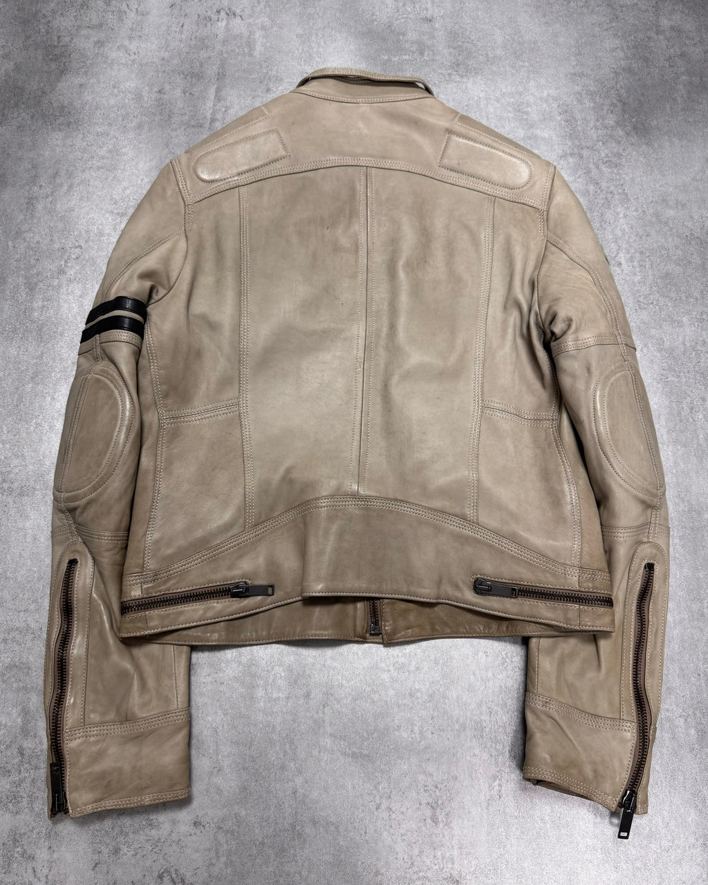 AW2004 Dolce & Gabbana Astro Biker Cafe Cream Leather Jacket