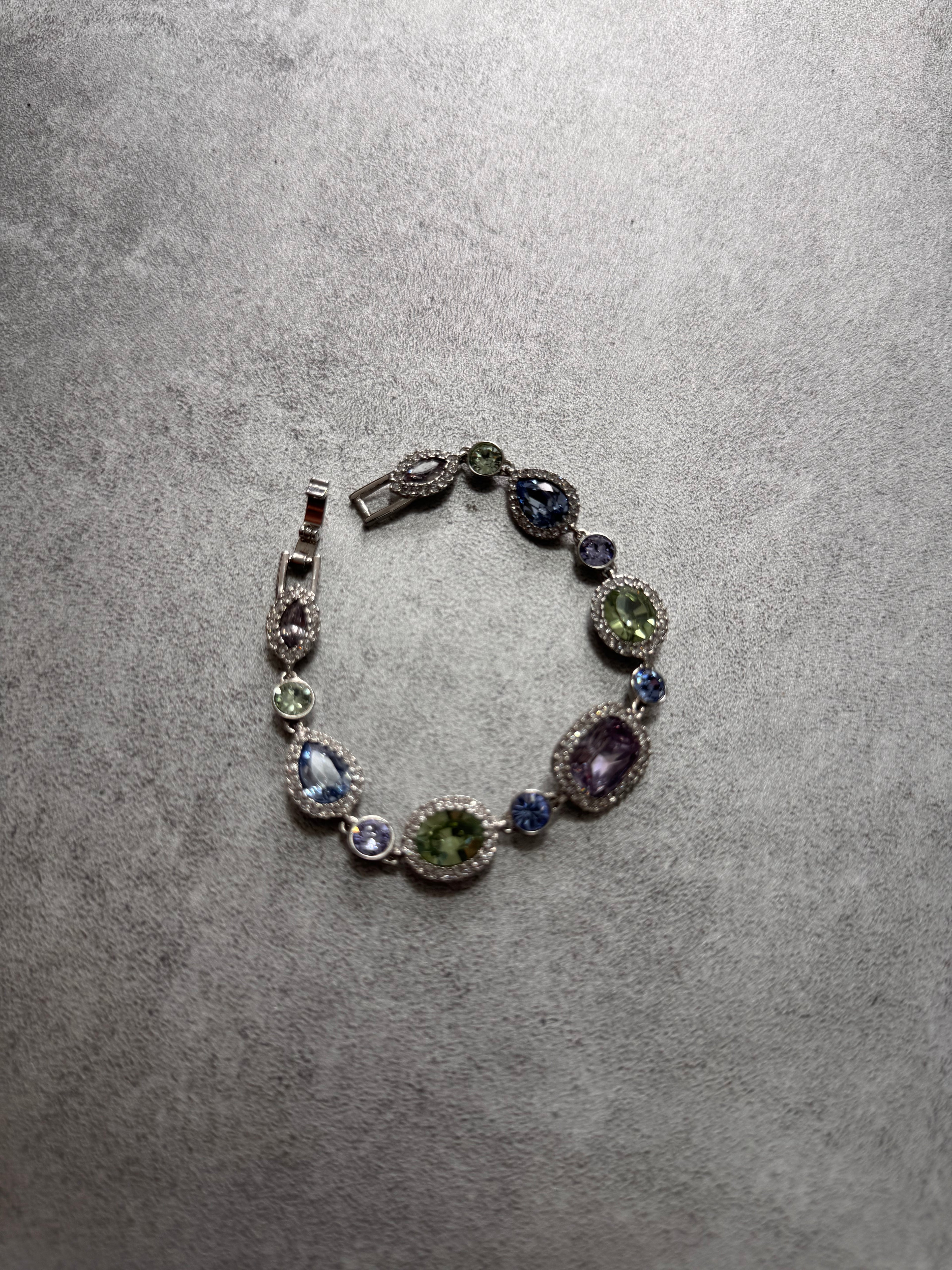 1990s Givenchy Gemstones Reversible Stainless Steel Bracelet