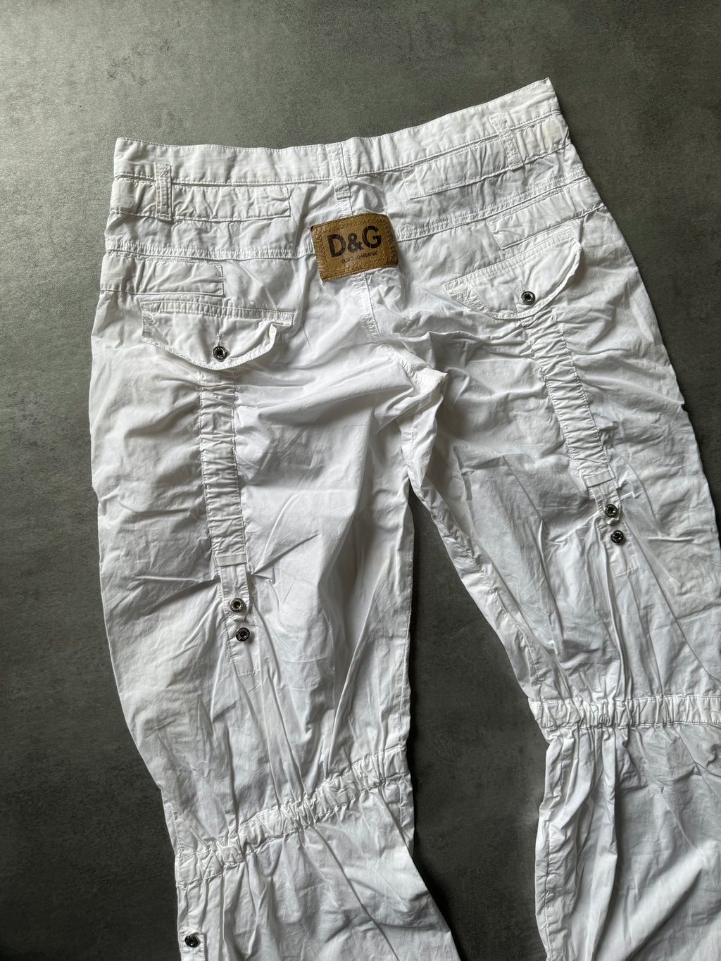 SS2004 Dolce & Gabbana Utility Flared Cargo White Pants (M) - 10
