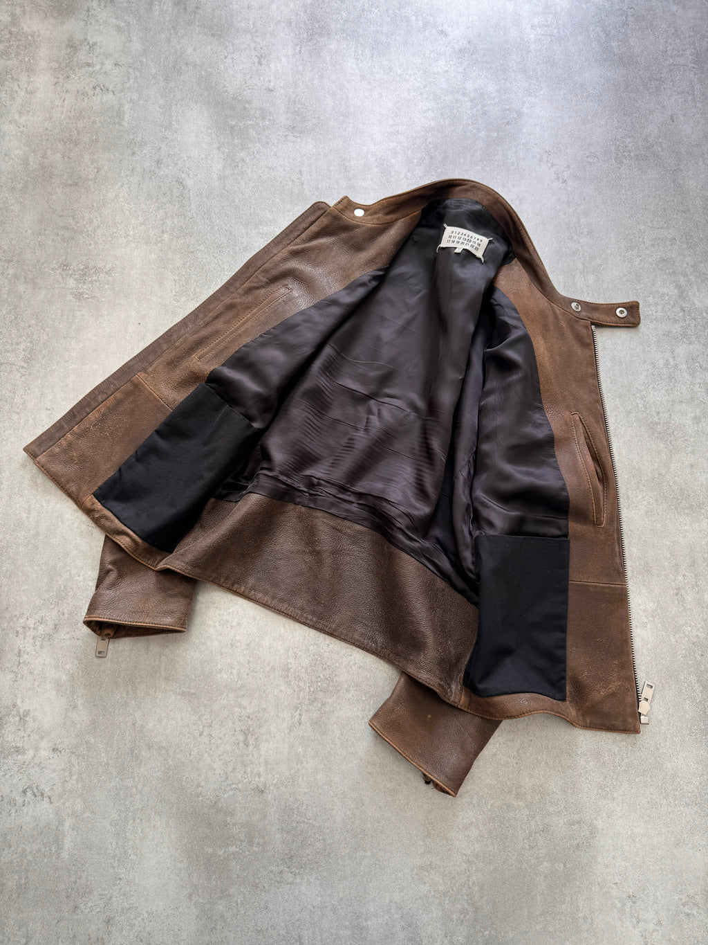 SS2017 Maison Margiela 5-Zip Biker Faded Leather Jacket