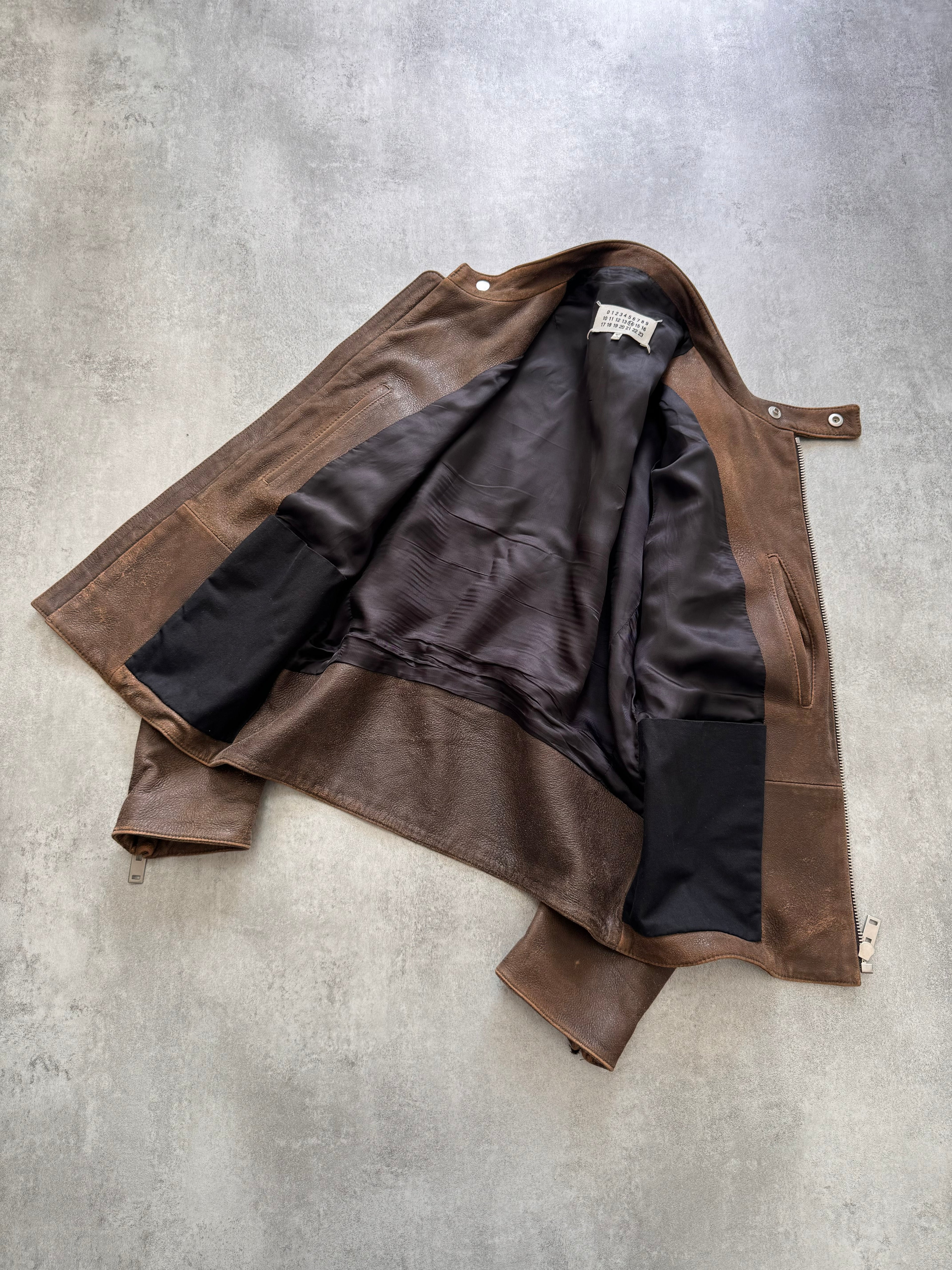 SS2017 Maison Margiela 5-Zip Biker Faded Leather Jacket