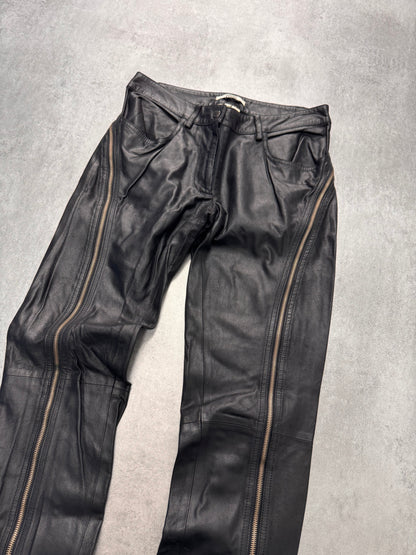 2000s Gianfranco Ferré Full Back Zip Leather Black Pants (XS)