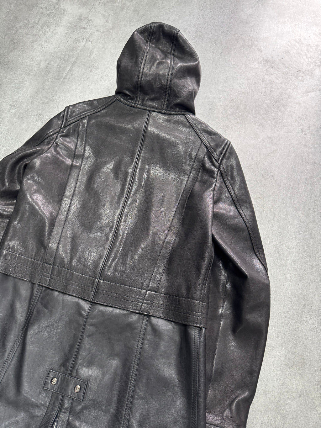 FW2012 Emporio Armani Full Zip Black Leather Long Jacket