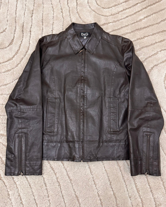 2000s Dolce & Gabbana Spy Leather Jacket (L/XL)