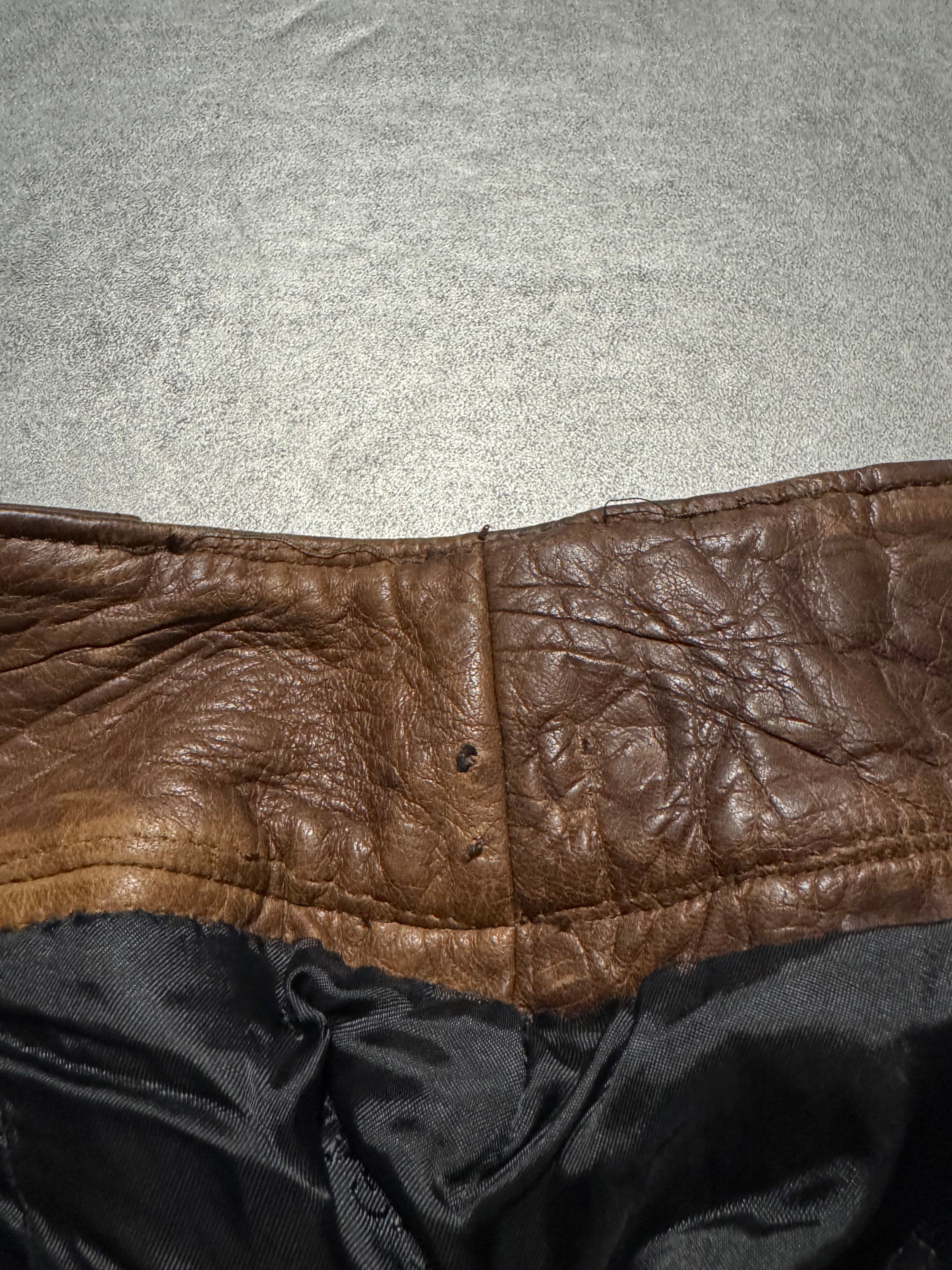SS2004 Dolce & Gabbana Ninja Multi-Zip Brown Leather Pants