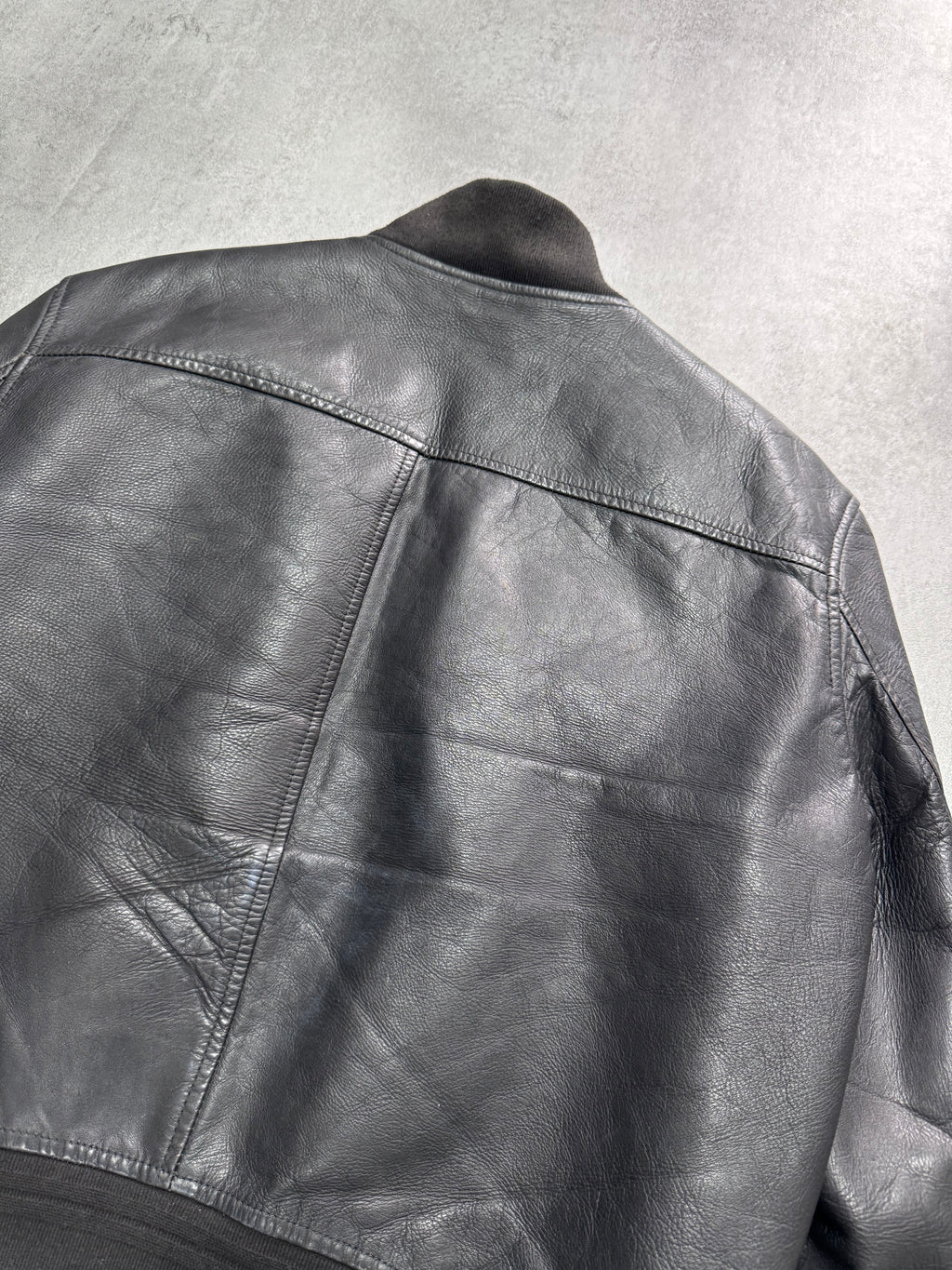2000s Acne Studios Black Leather Bomber Jacket