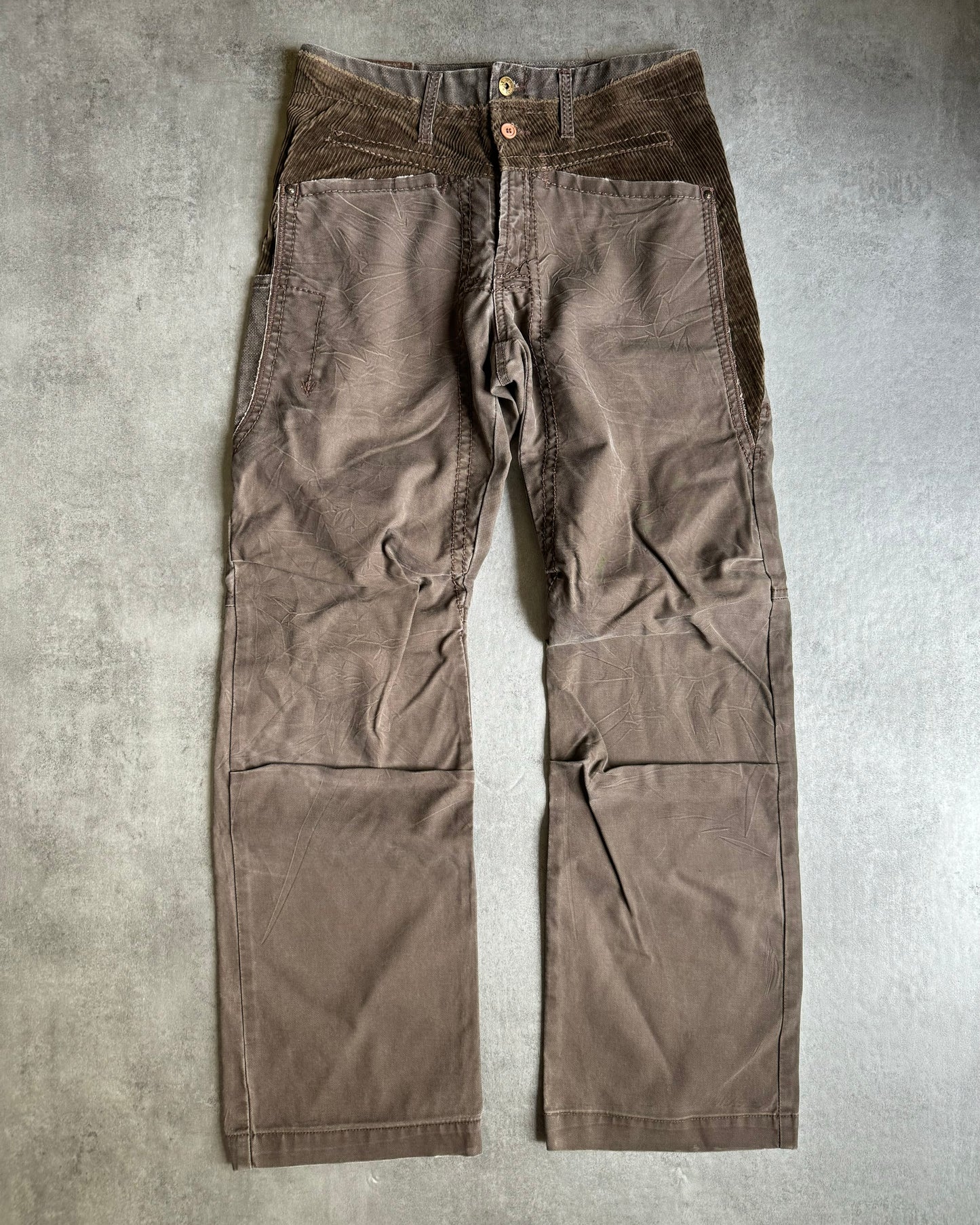 2000s Marithe François Girbaud Dual Whimsy Double-Waisted Brown Pants  (S) - 1