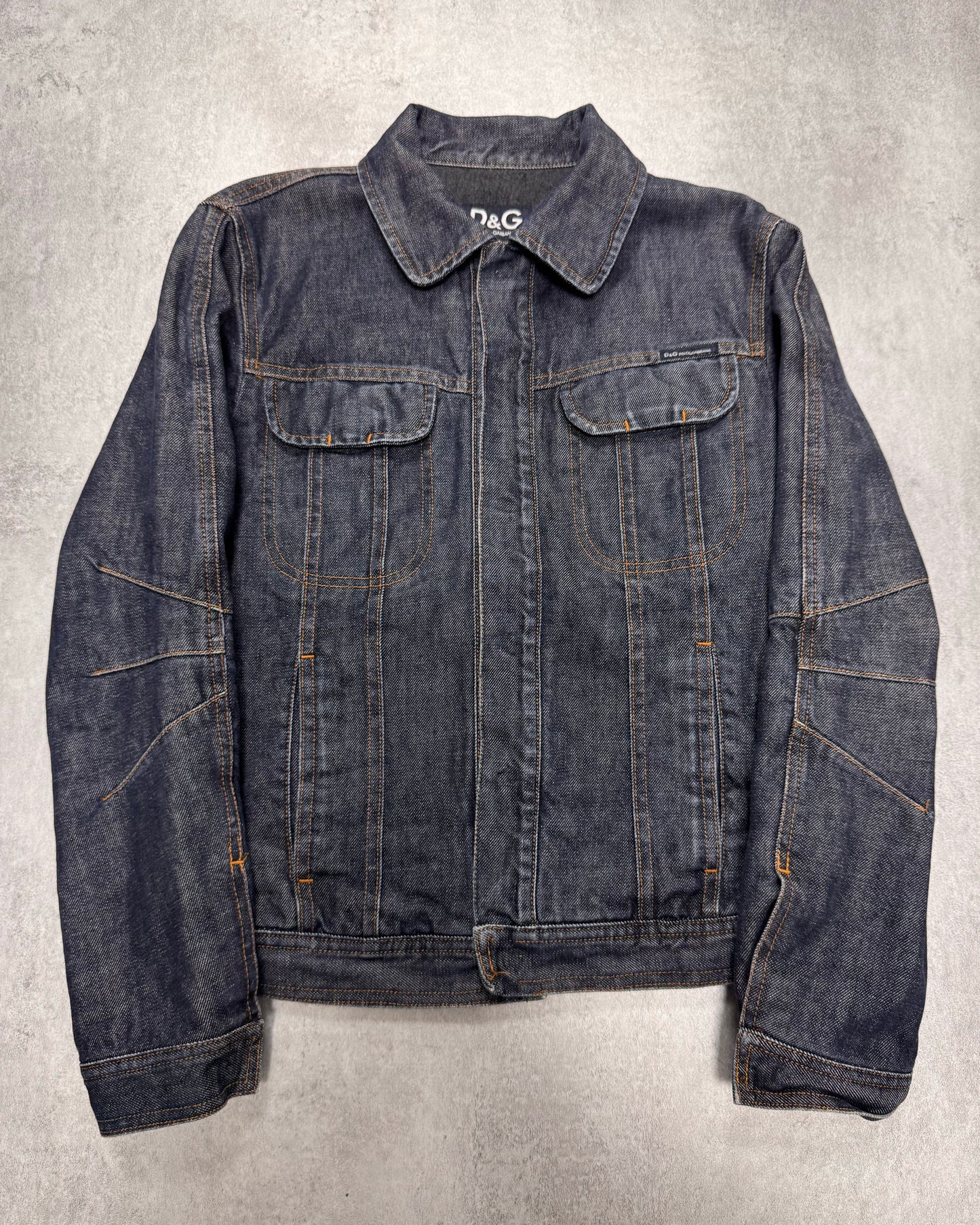 2000s Dolce & Gabbana Navy Blue Denim Jacket (XS)