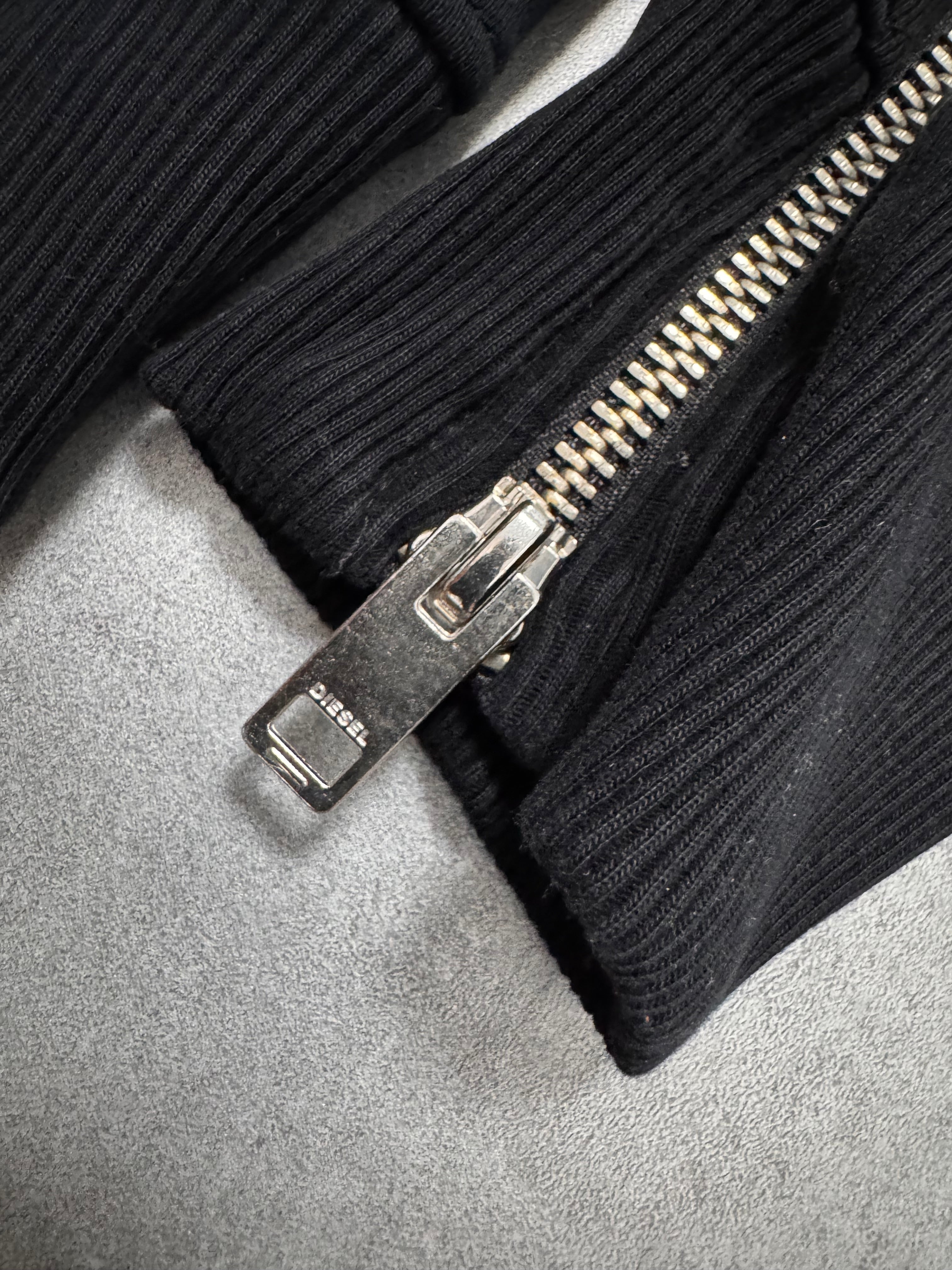 2000s Diesel Cicular Front Zip Black Sweater