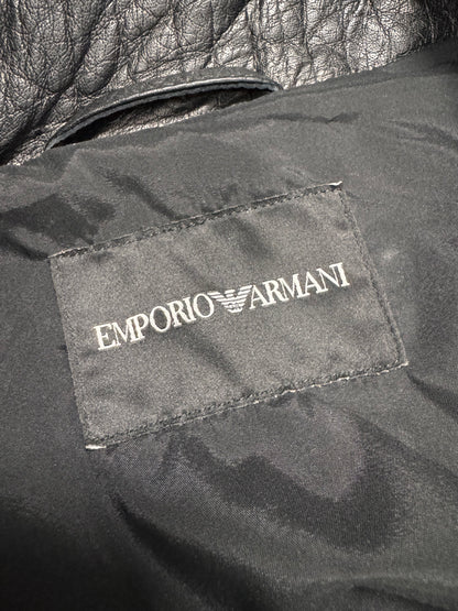 AW2023 Emporio Armani Black Buffalo Leather Trench Coat (M/L)