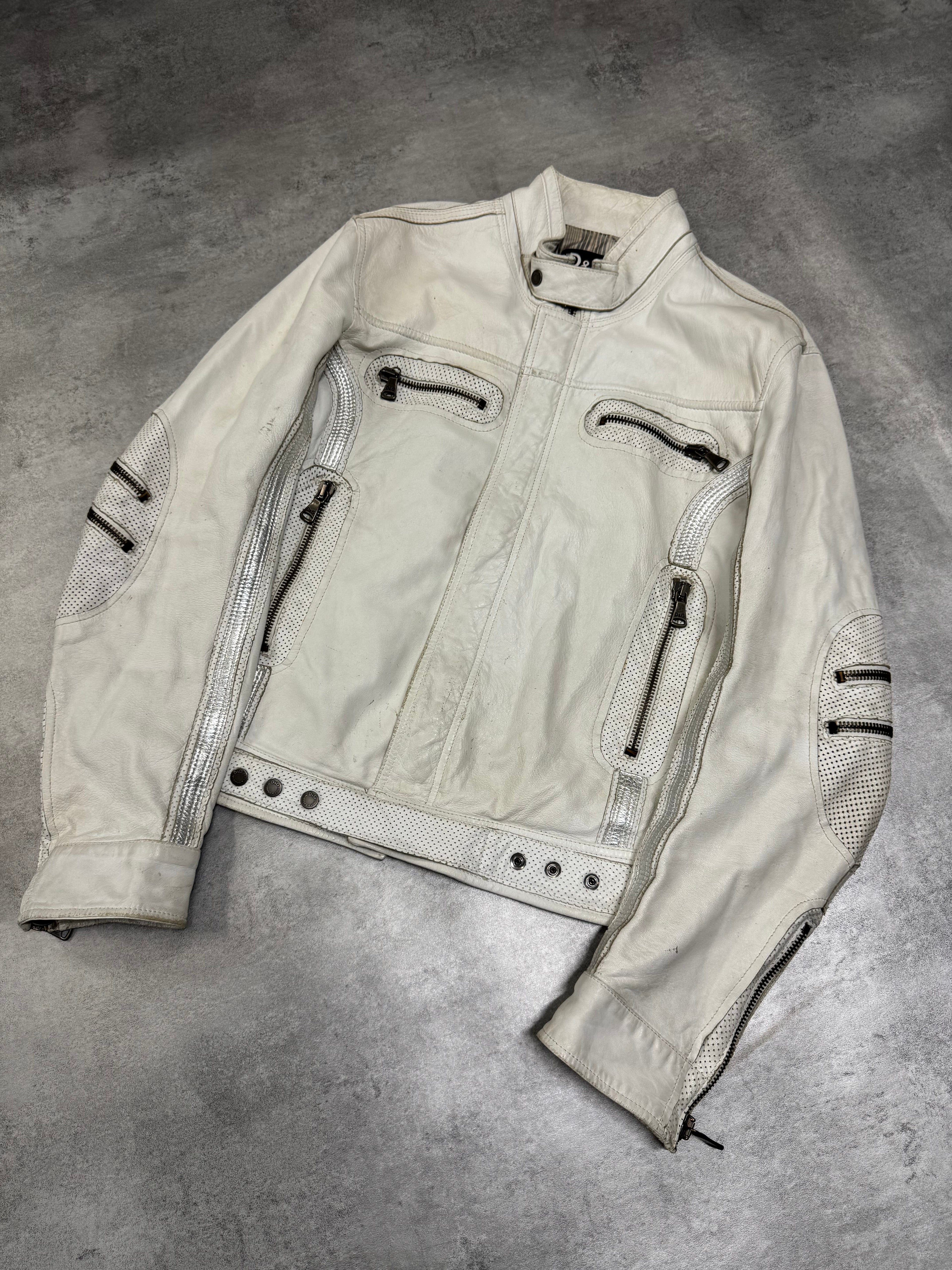 SS2005 Dolce & Gabbana Apocalyptic Biker White Leather Jacket (M)