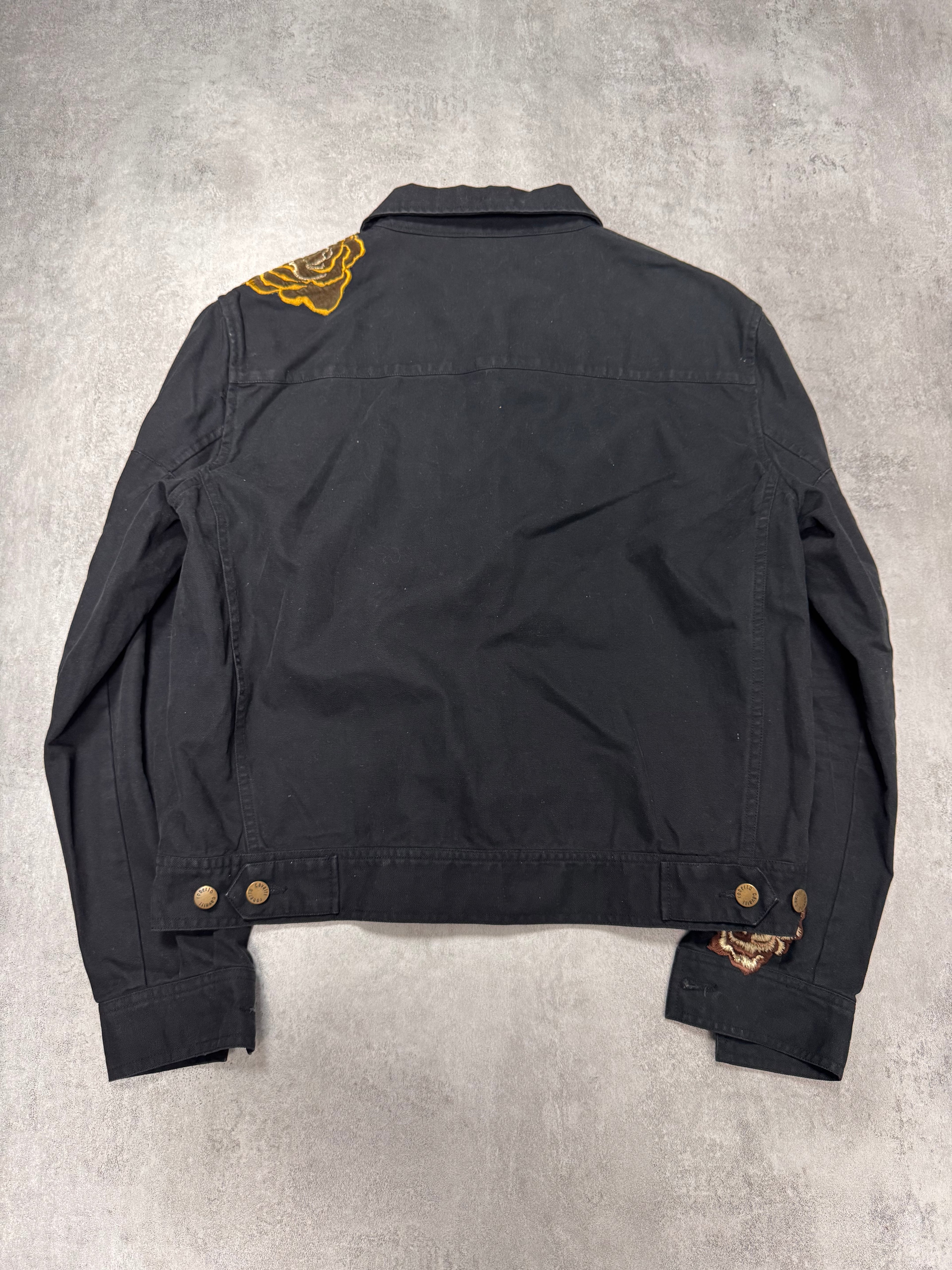 Roberto Cavalli Embroided Flowers Black Jacket