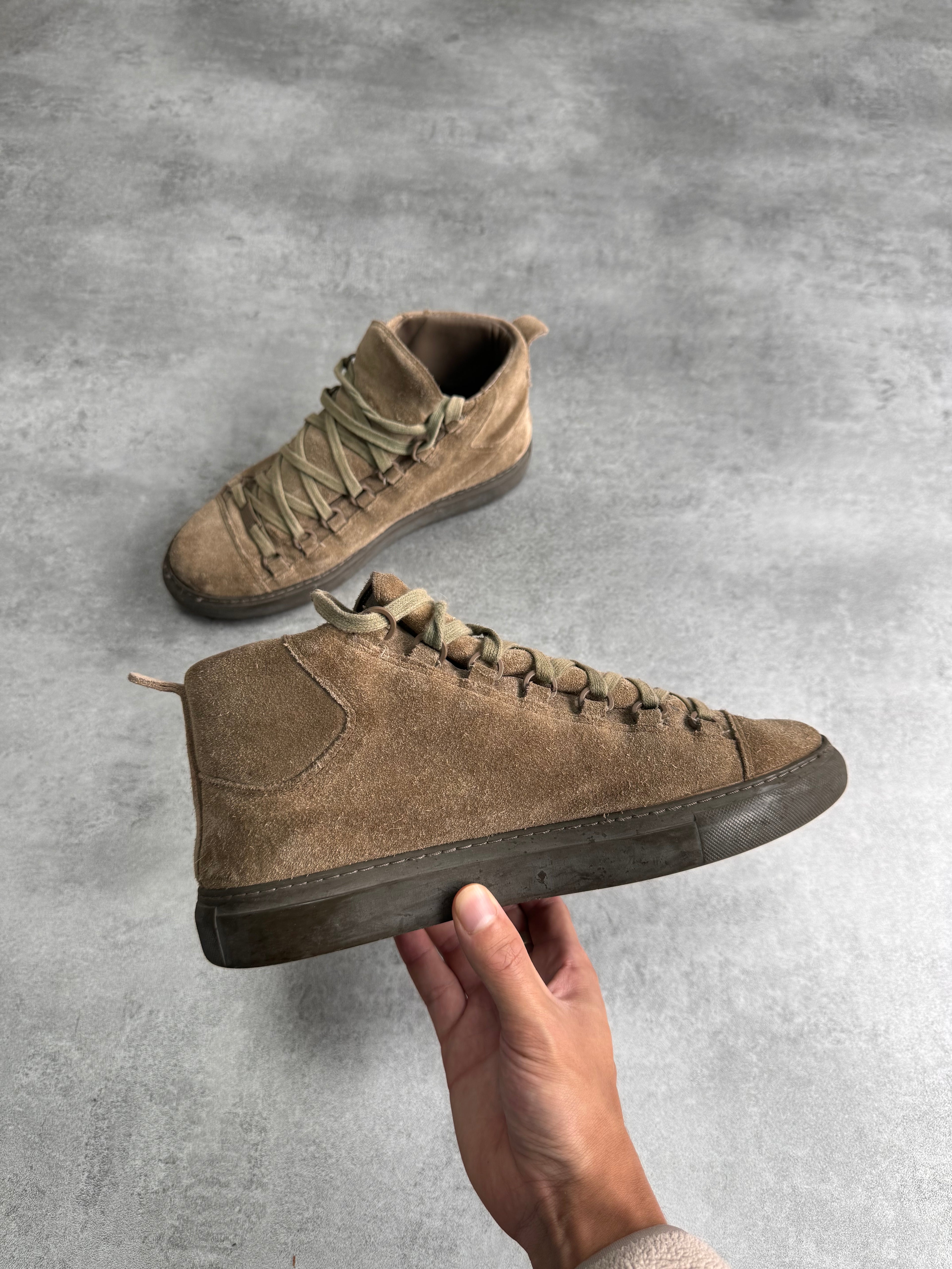 Balenciaga Arena High Brown Suede Leather Sneakers