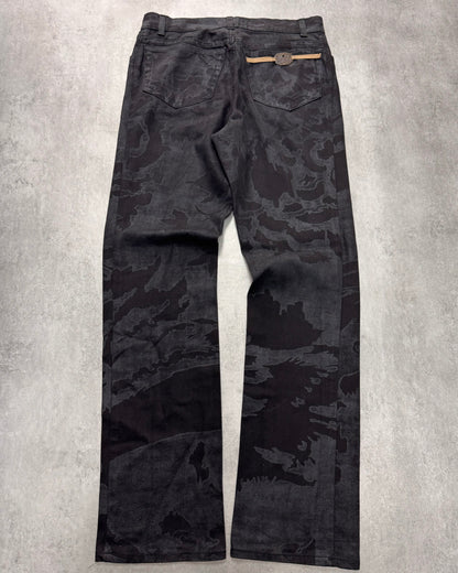 AW2001/02 Roberto Cavalli Black Crow Camouflage Pants (S)