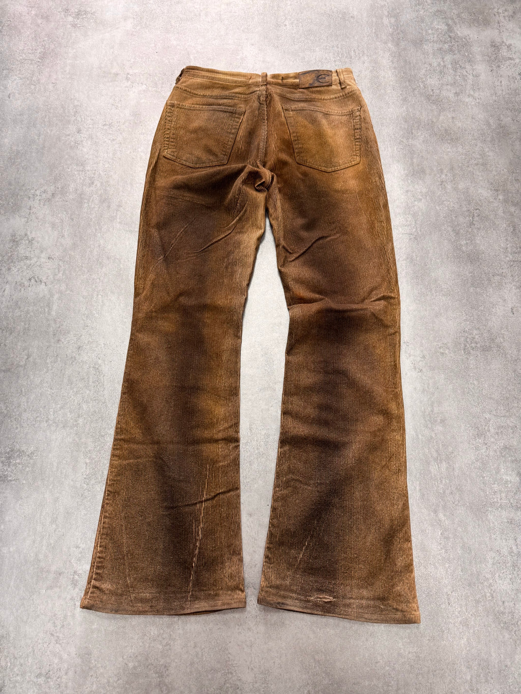 AW2003 Cavalli Waxed Velvet Beige Flaired Pants