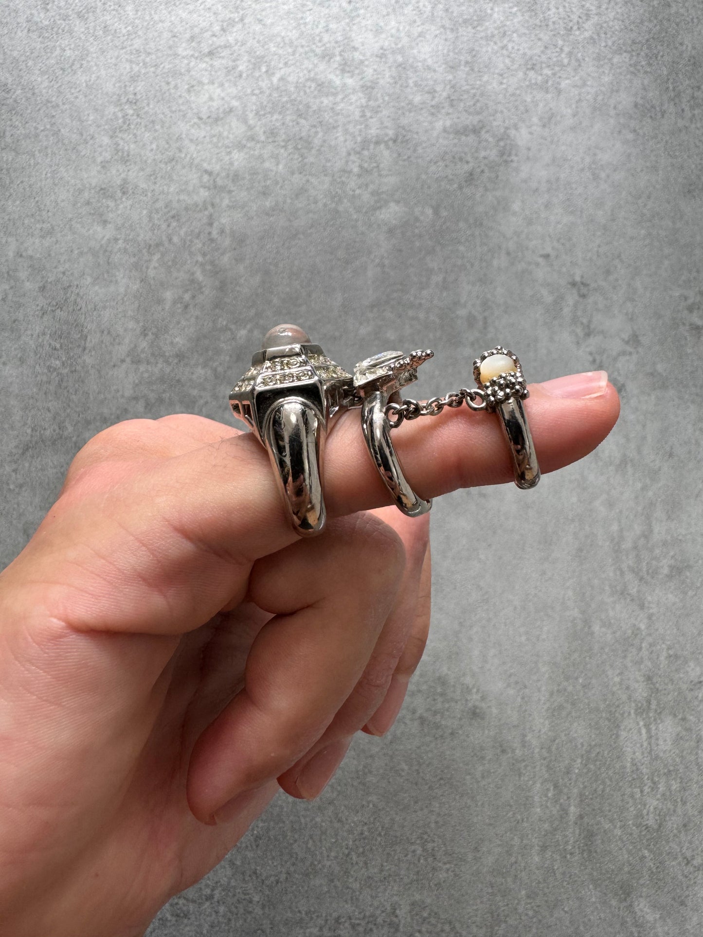 2000s Roberto Cavalli Triple Chained Rings (OS)