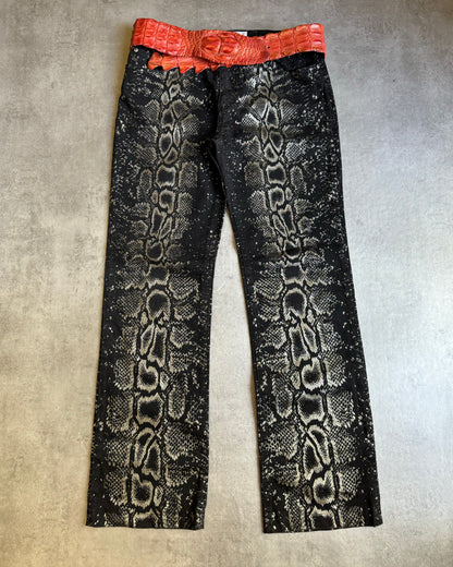 AW1999 Roberto Cavalli Black Serpent Electric Python Pants (M) - 1