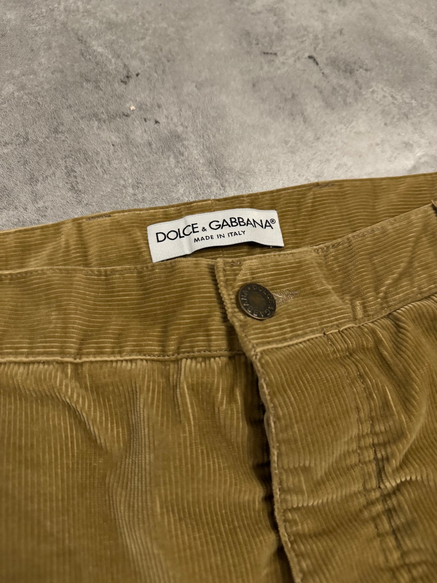 AW2002 Dolce & Gabbana Beige Velvet Multi Zips Pants (M/L) - 7