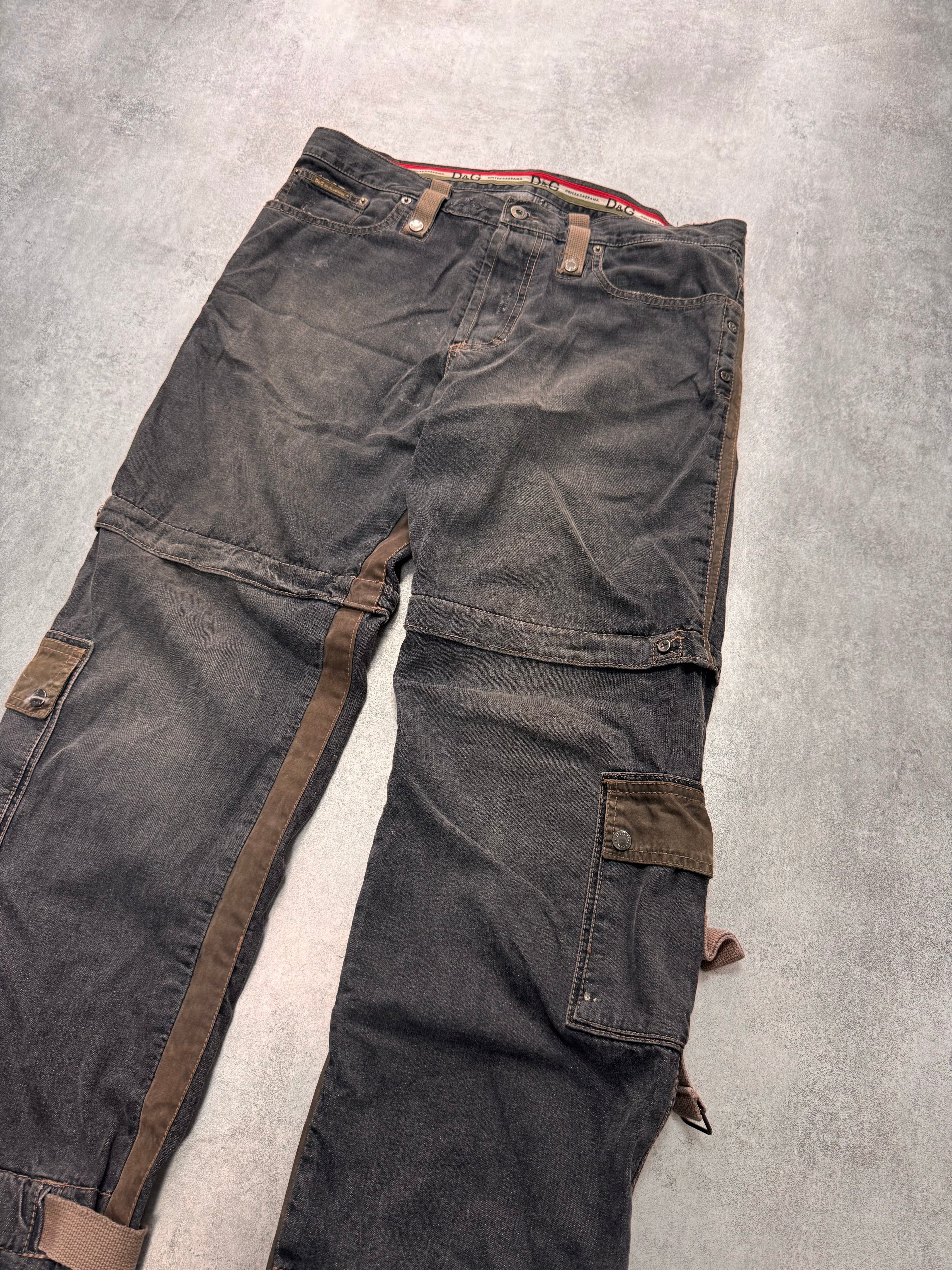 AW2004 Dolce & Gabbana Military Harness Cargo Grey Denim Jeans