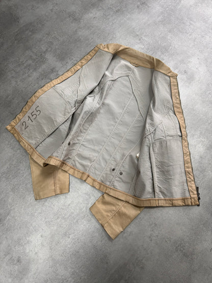 1990s Giorgio Armani Sand Armor Patches Leather Jacket (S)