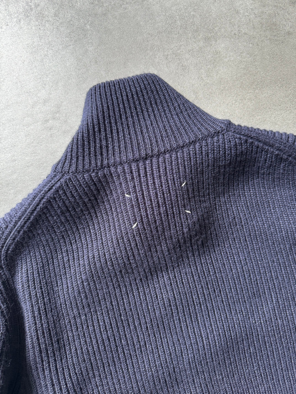 SS2020 Maison Margiela Navy Wool Zip-Up Sweater (M) - 5