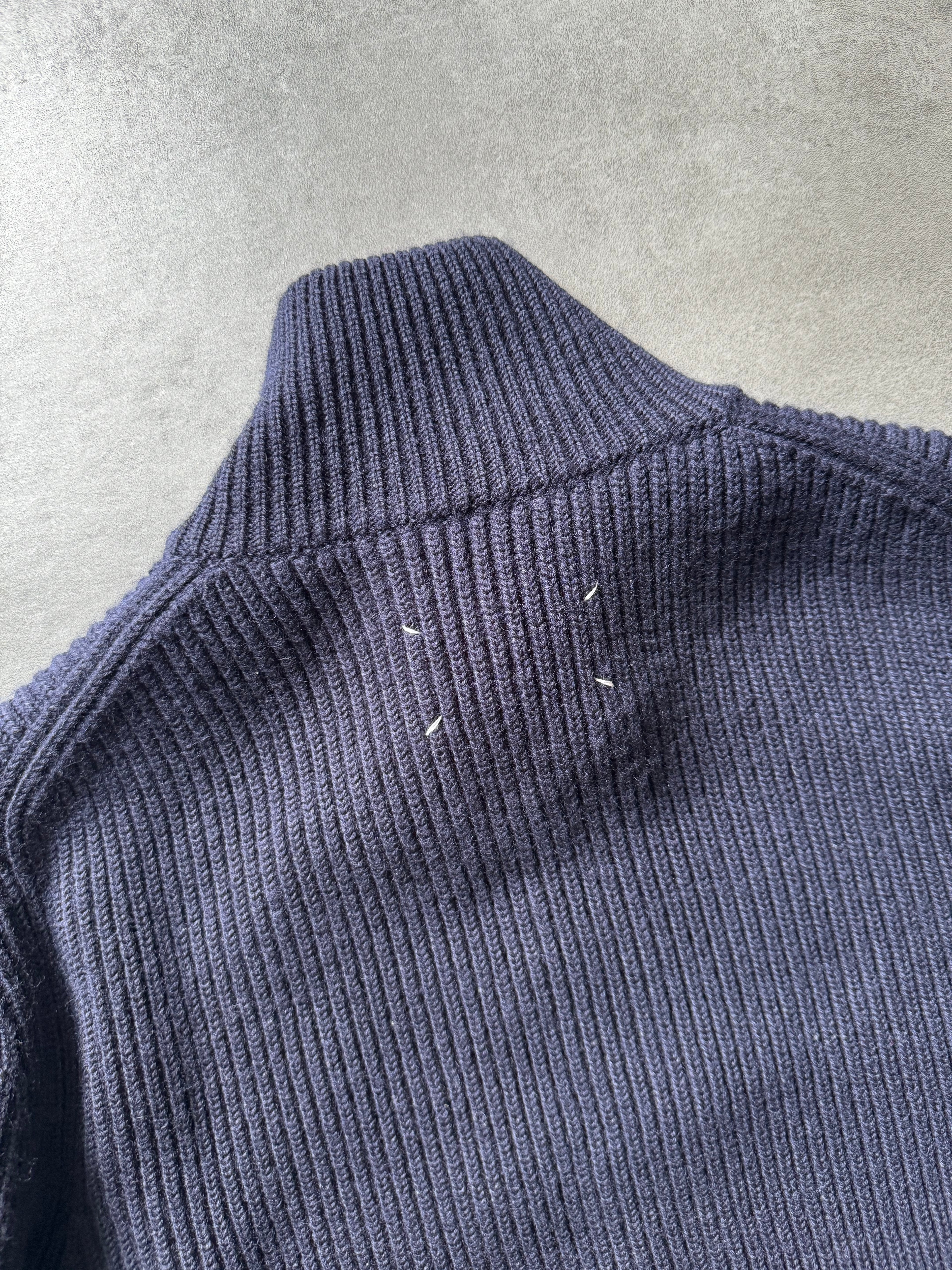 SS2020 Maison Margiela Navy Wool Zip-Up Sweater (M) - 5