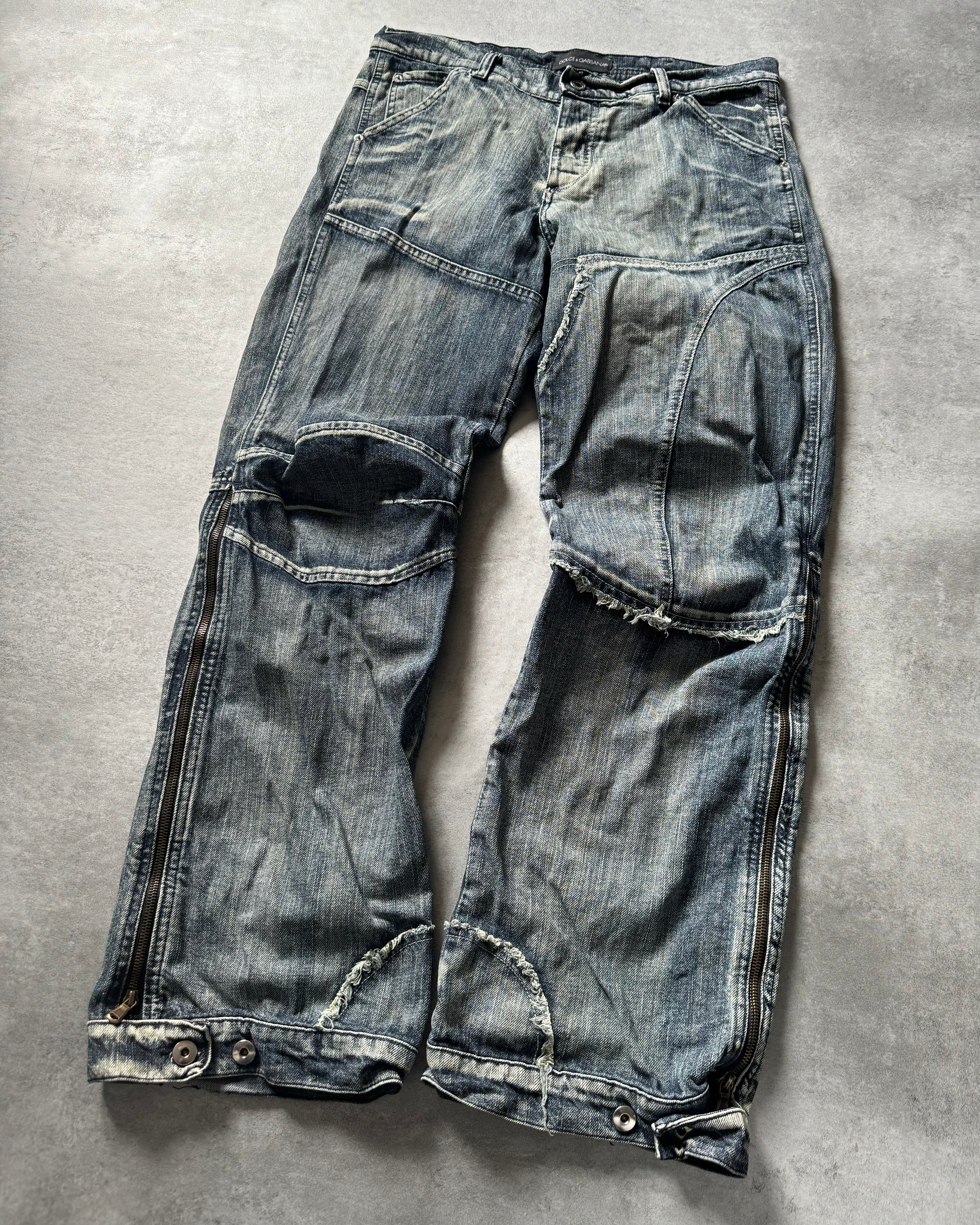 2000s Dolce & Gabbana Brut Avant-Garde Cozy Flared Denim Jeans (L) - 5