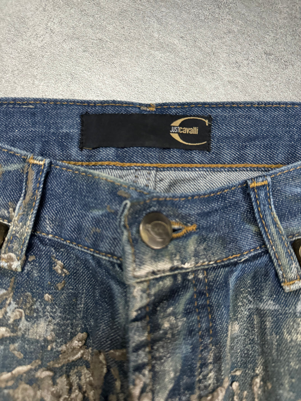 SS2007 Cavalli Blue Royal Relief Archive Soft Denim Pants  (M) - 8