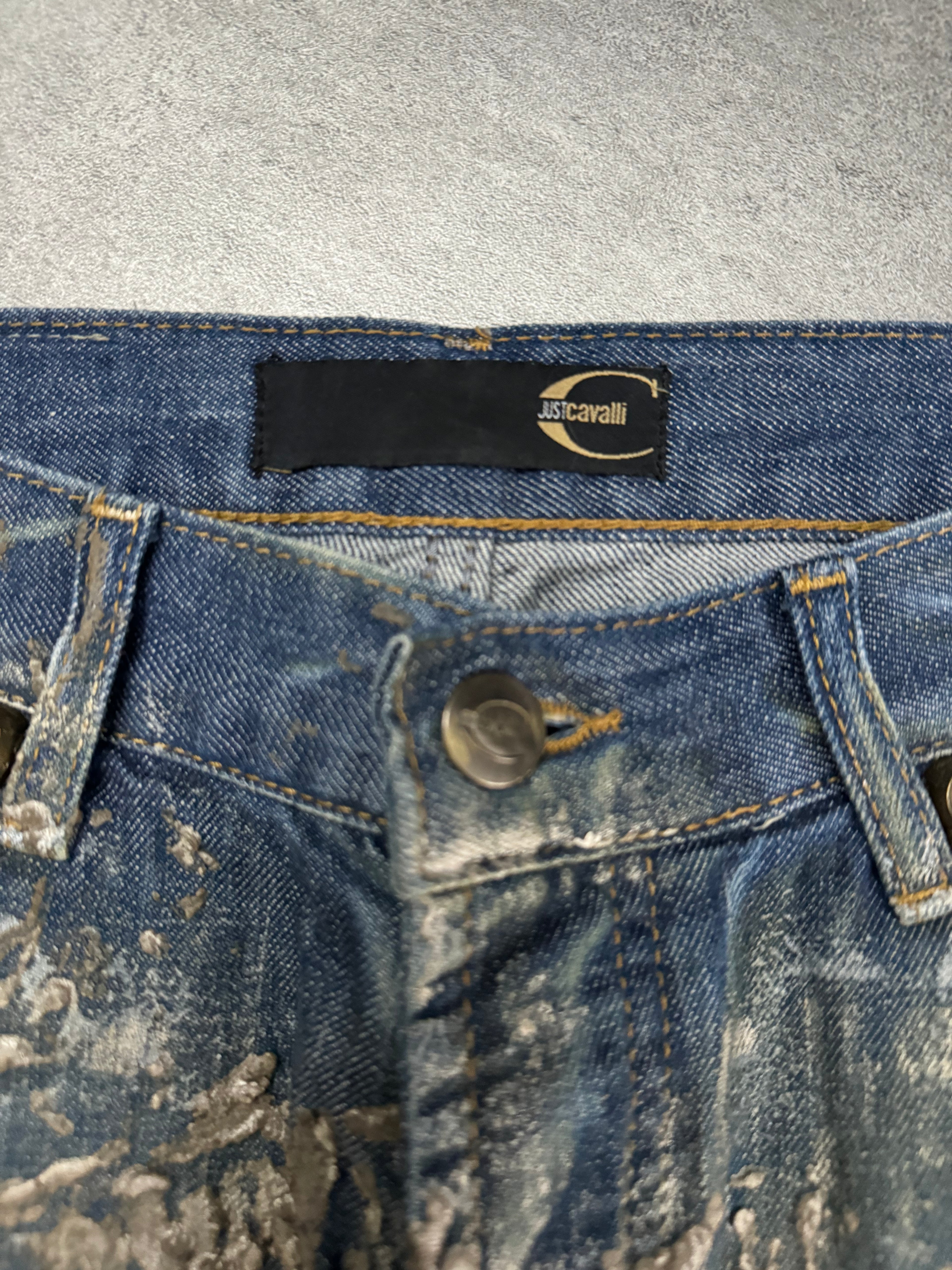 SS2007 Cavalli Blue Royal Relief Archive Soft Denim Pants  (M) - 8