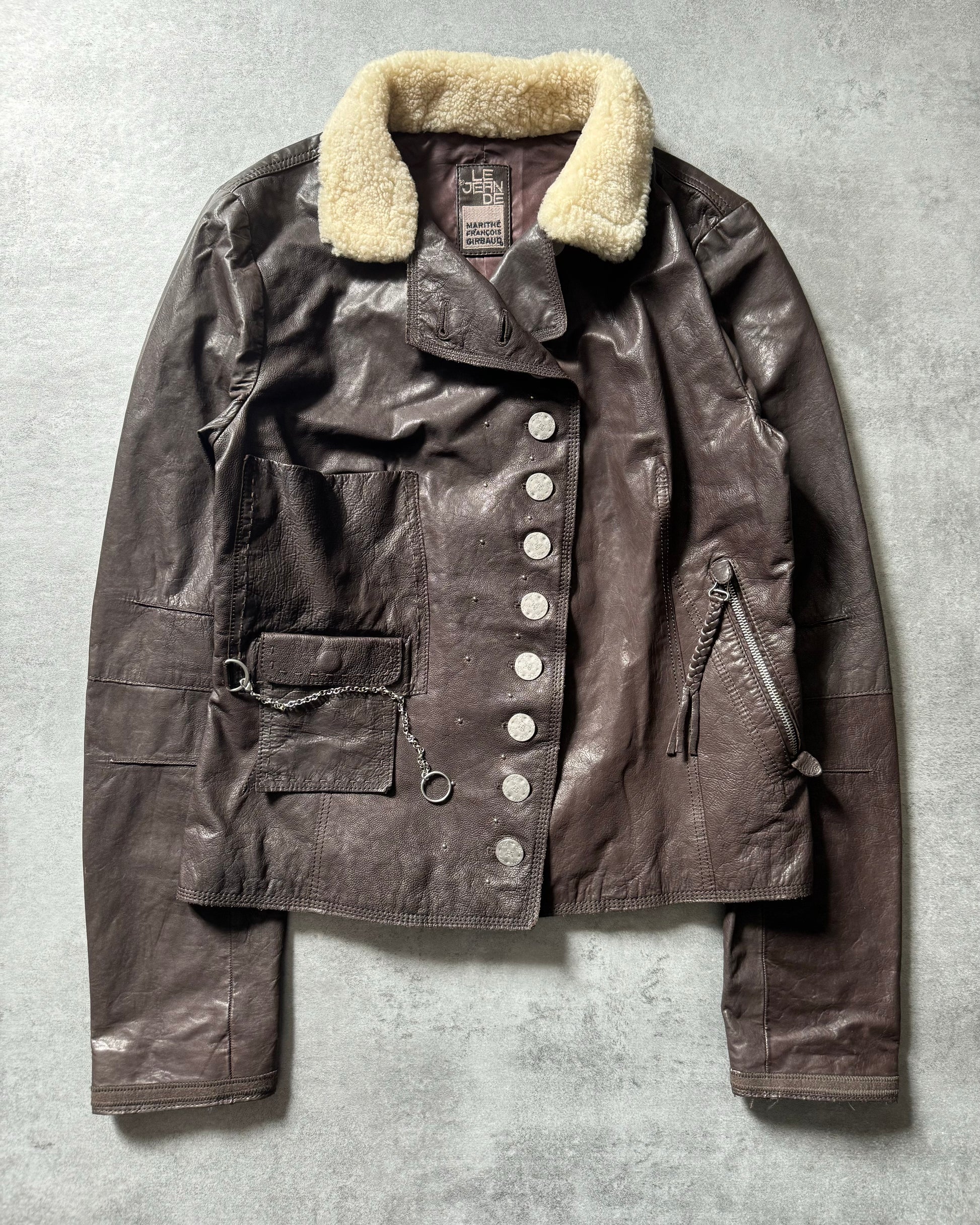2000s Marithé + François Girbaud Calfwash Asymmetrical Shearling Leather Jacket (S) - 1