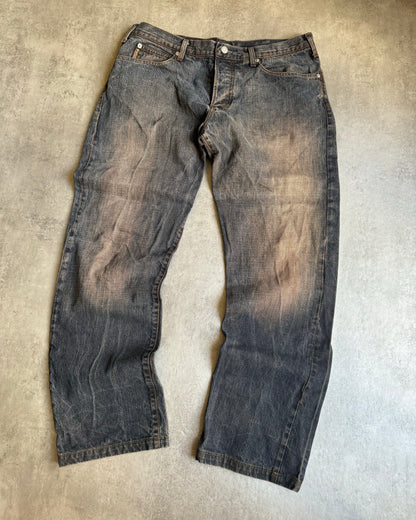 2000s Armani Vintage Faded Wash Effect Denim Jeans (L) - 4