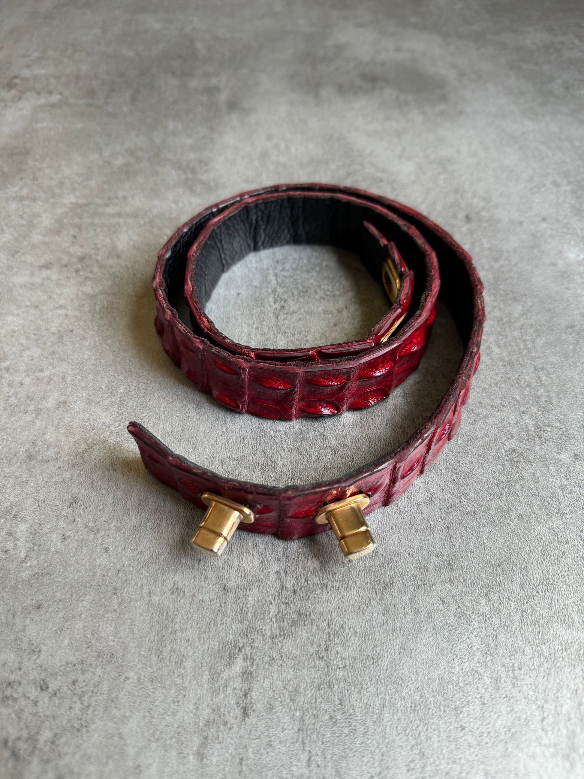 Scunzani Excellence Red Genuine Crocodile Leather Belt  (OS) - 10