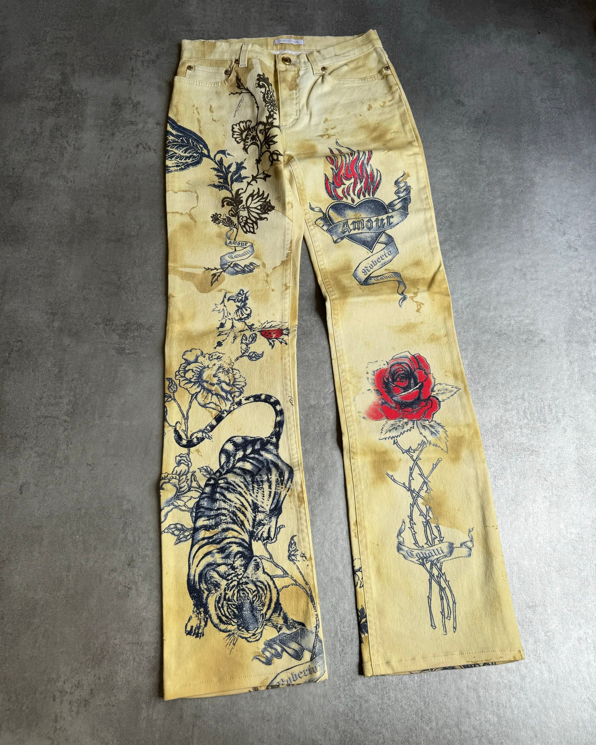 SS2003 Roberto Cavalli Tattoo Tiger Pants (XS) - 10