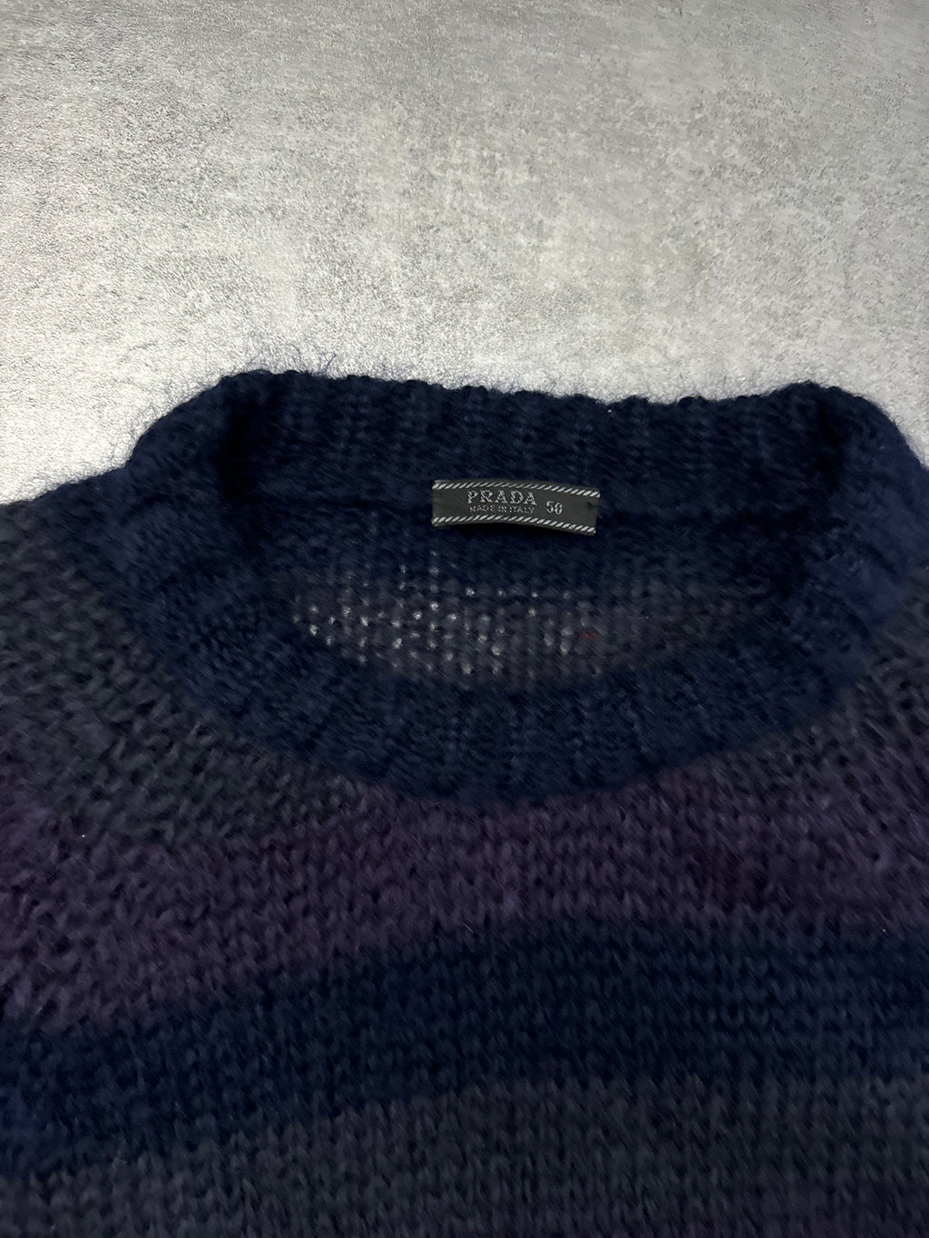2000s Prada Mohair Striped Purple Dark Relaxed Cozy Sweater (M) - 5