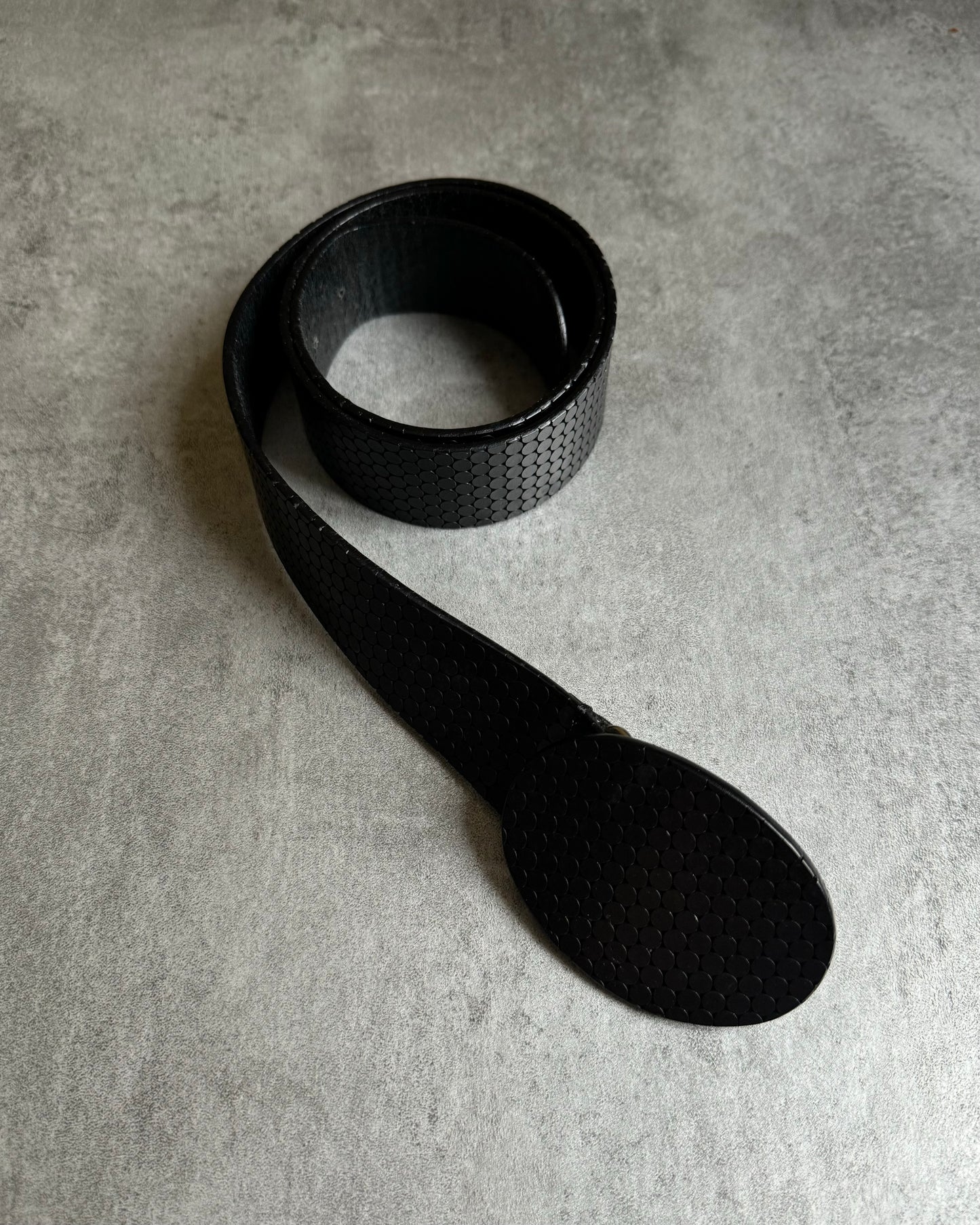 Maison Martin Margiela Bubble Hive Effect Black Leather Belt (OS) - 2