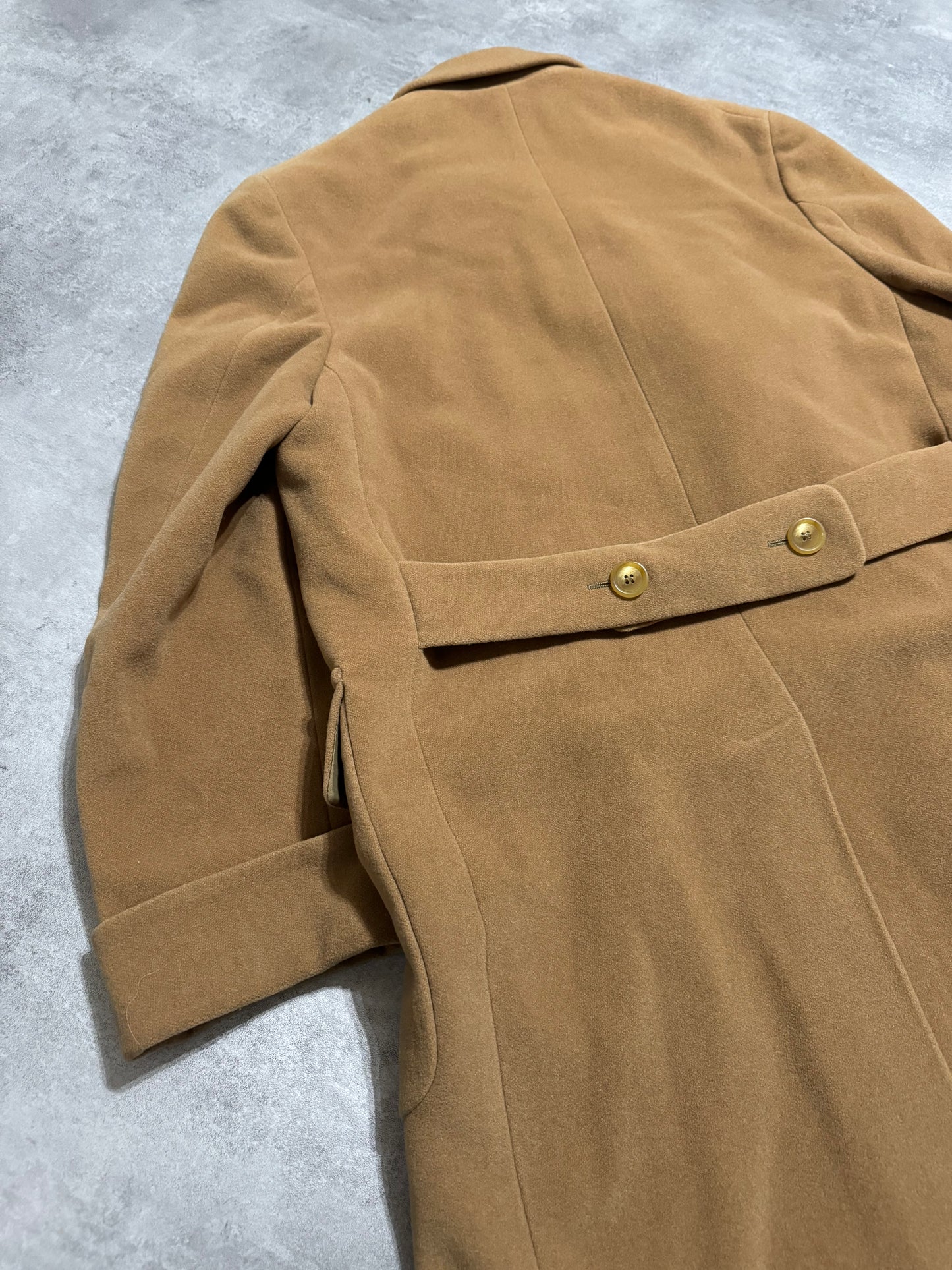 1990s Emporio Armani Camel Italian Captain Wool Trench Coat (L) - 8