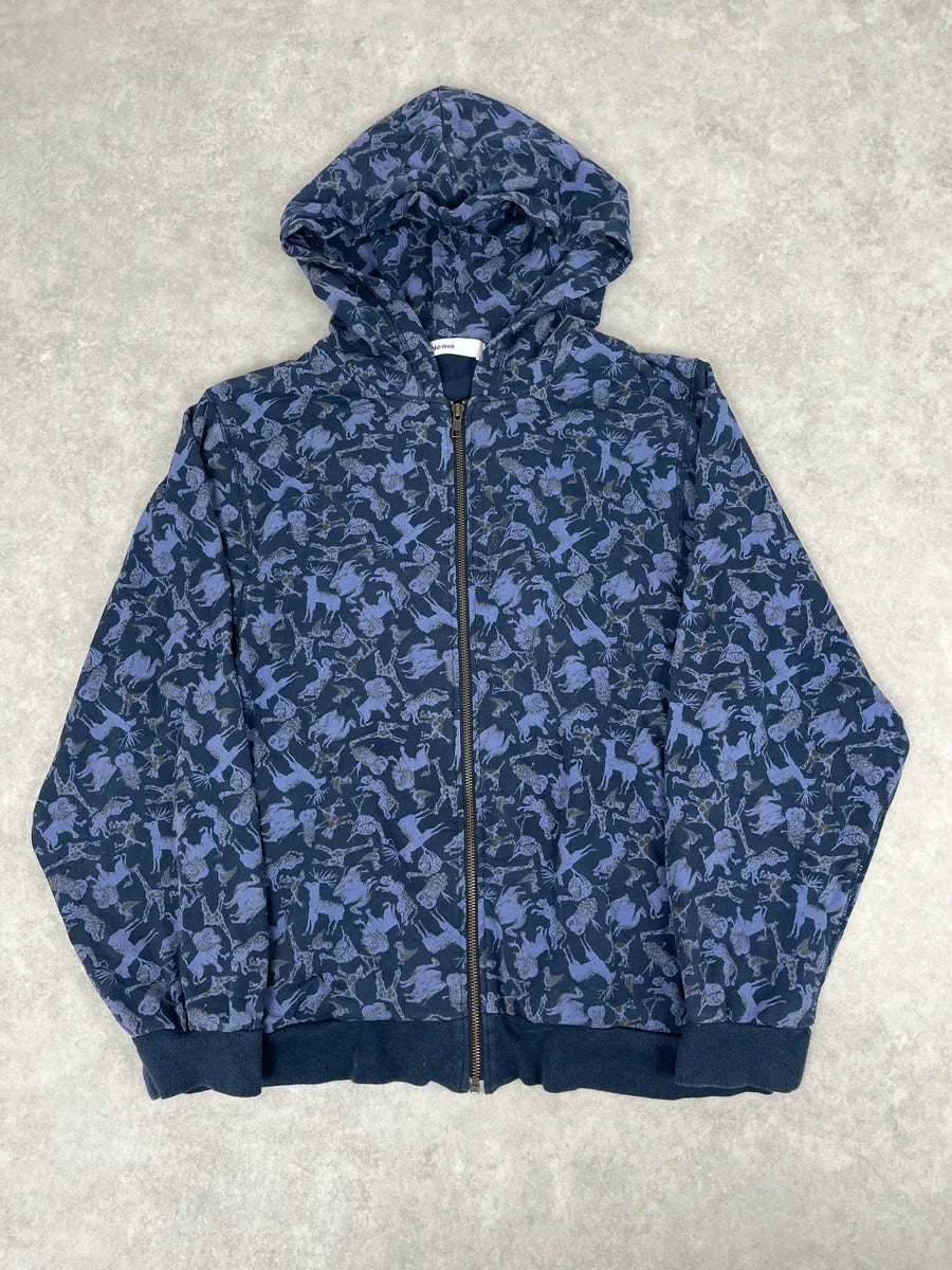Ne-Net Navy Blue Animals Savage Japanese Zip-up Hoodie ubtnRUV 0