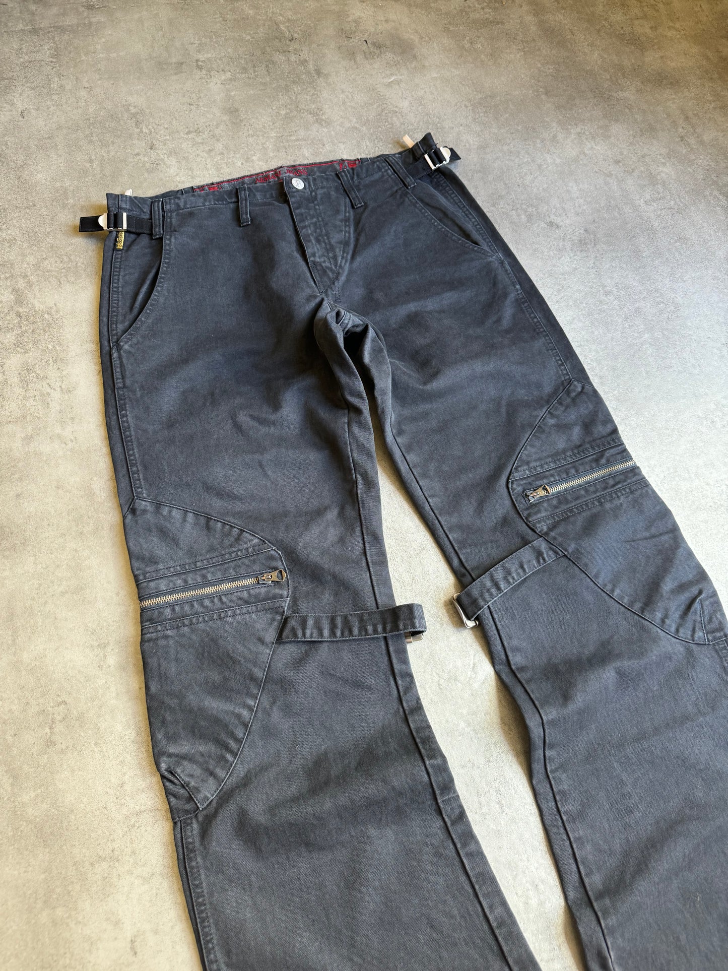 2000s Armani Bondage Cargo Black Strapped Pants (L) - 7