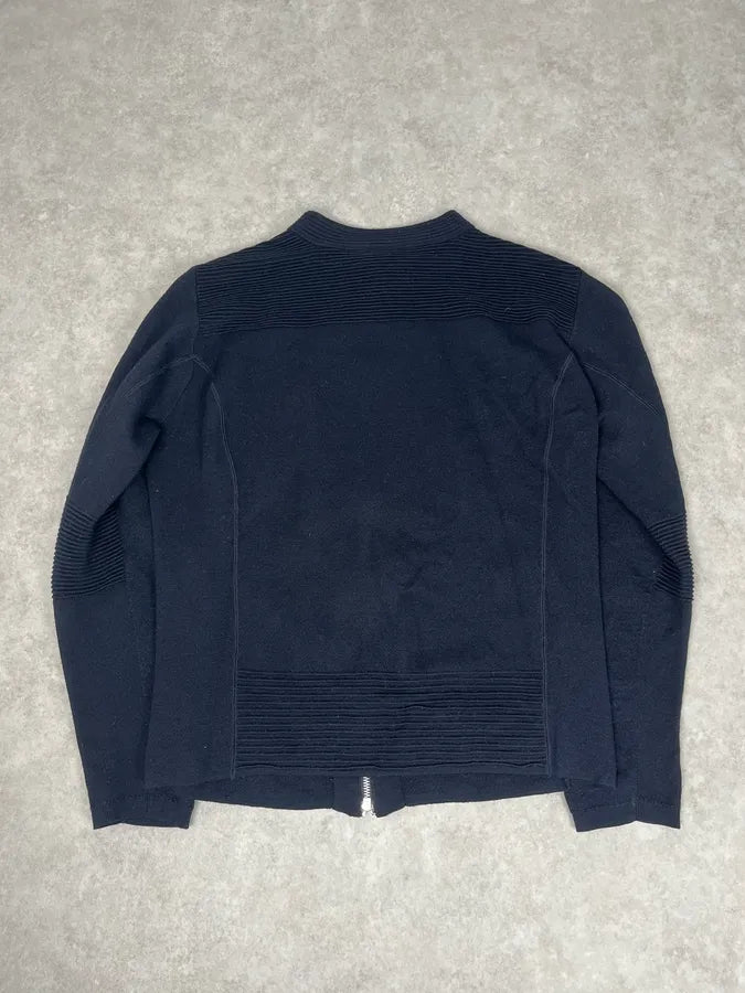 Emporio Armani Dark Navy Knit Zip Jacket TMeWEKO 4
