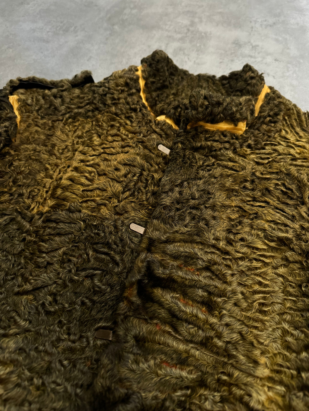 FW2000 Roberto Cavalli Yellow Textured Fur Aviator Captain Jacket (M/L) - 12